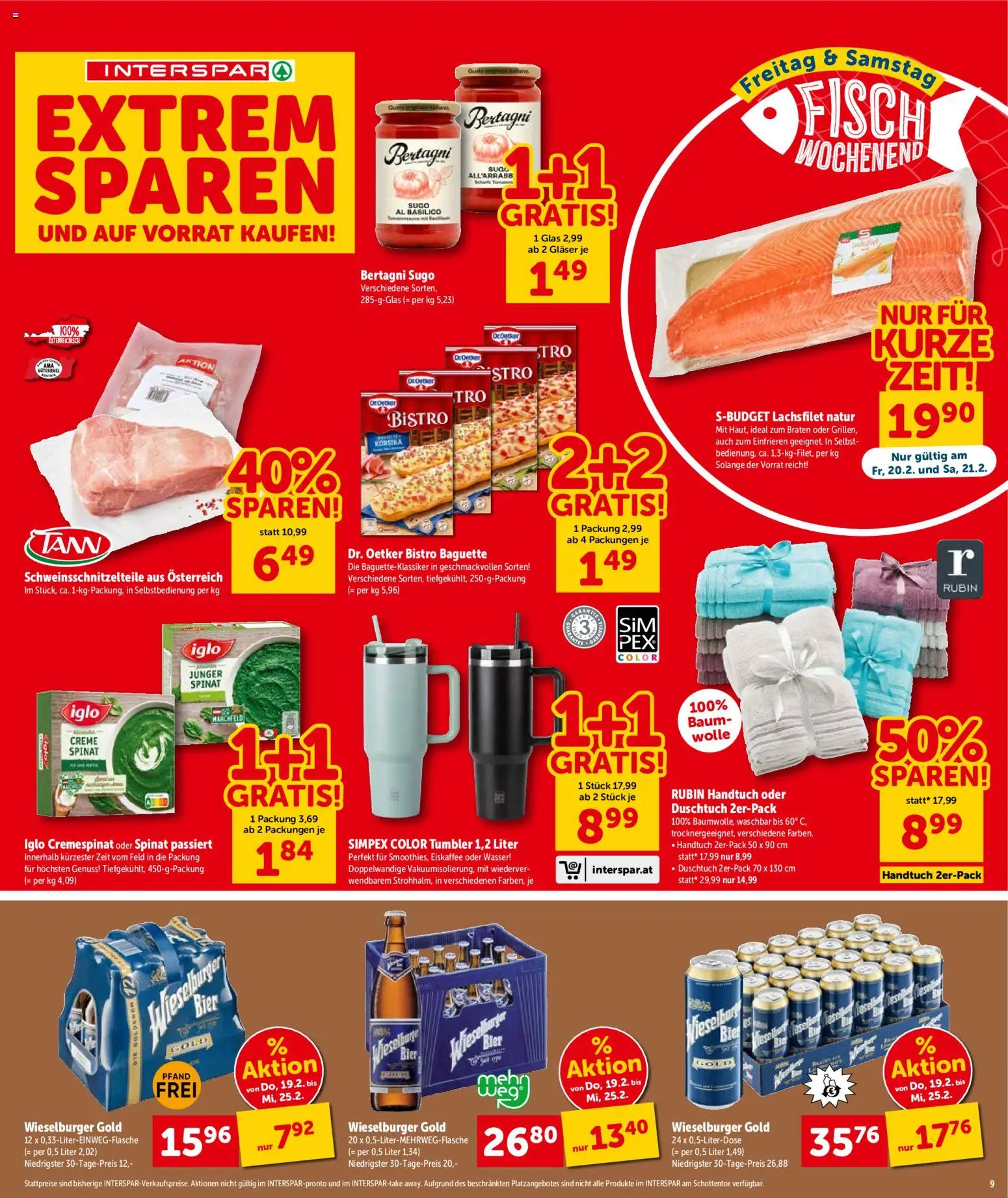 Interspar Flugblatt - Niederösterreich gültig ab 19.02.2026 | Seite: 9 | Produkte: Wasser, Jääkaappipakastin, Bier, Fisch