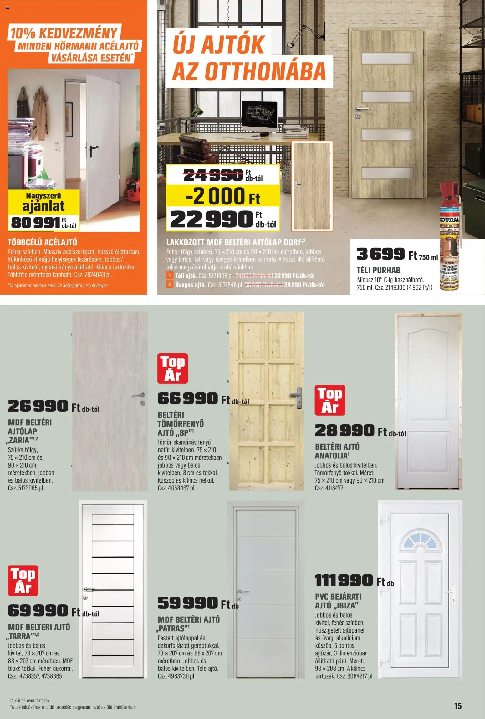 OBI akciós ujság - amely érvényes a következő dátumtól: 30.12.2025 | Oldal: 15 | Termékek: Tök, Ajtólap, Ajtók, Beltéri ajtó