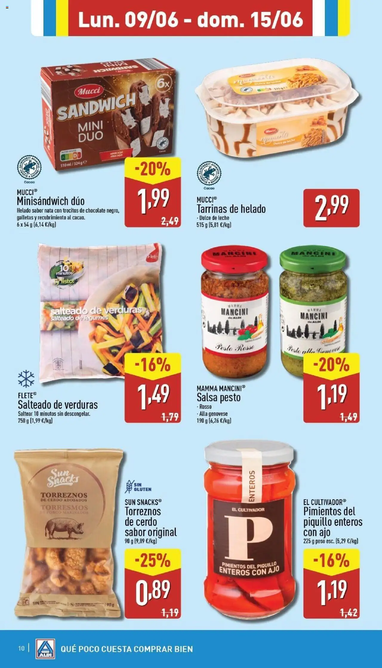 Aldi folleto Canarias │ válido desde el 09.06.2025 | Página: 10 | Productos: Leche, Cerdo, Galletas, Peso