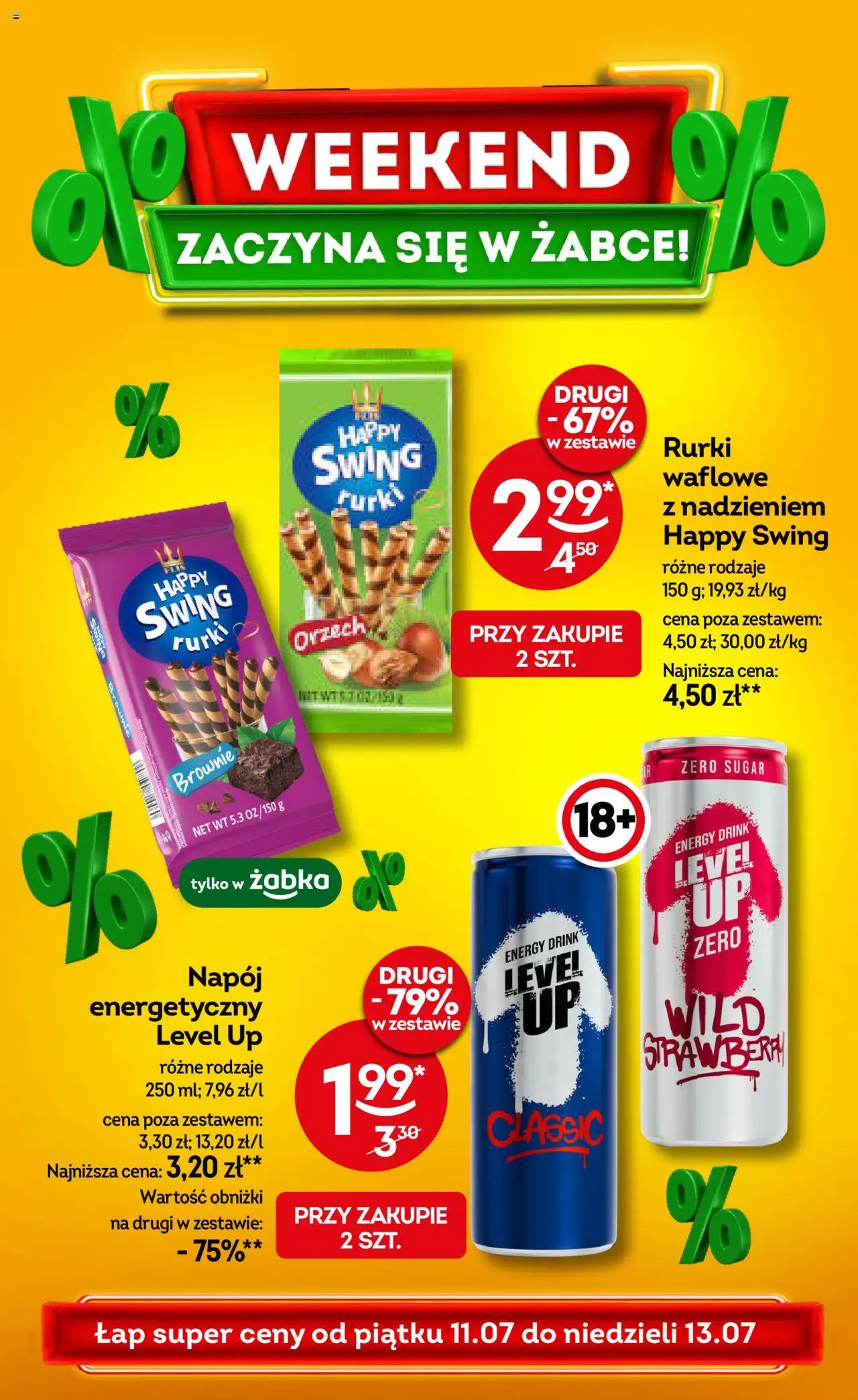 Żabka Gazetka - Weekendowe promocje od 11.07.2025 | Strona: 1 | Produkty: Brownie, Rurki waflowe