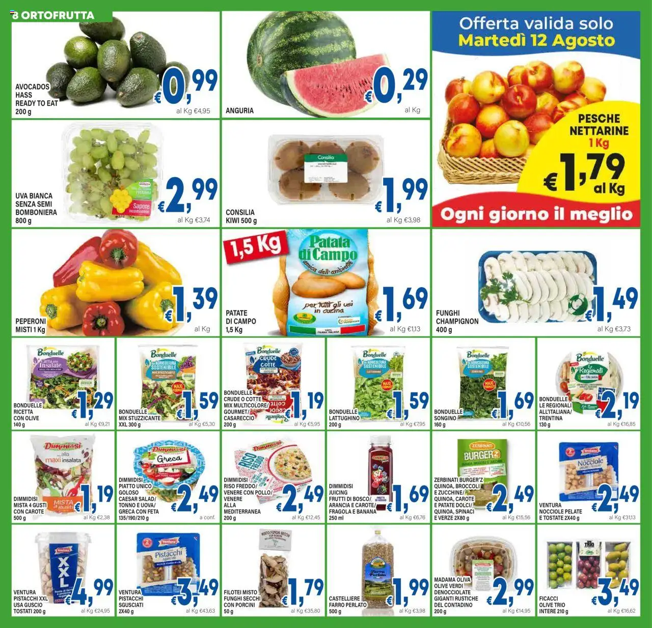 Volantino DEM del 06.08.2025 | Pagina: 8 | Prodotti: Insalata, Nocciole, Pistacchi, Piatto