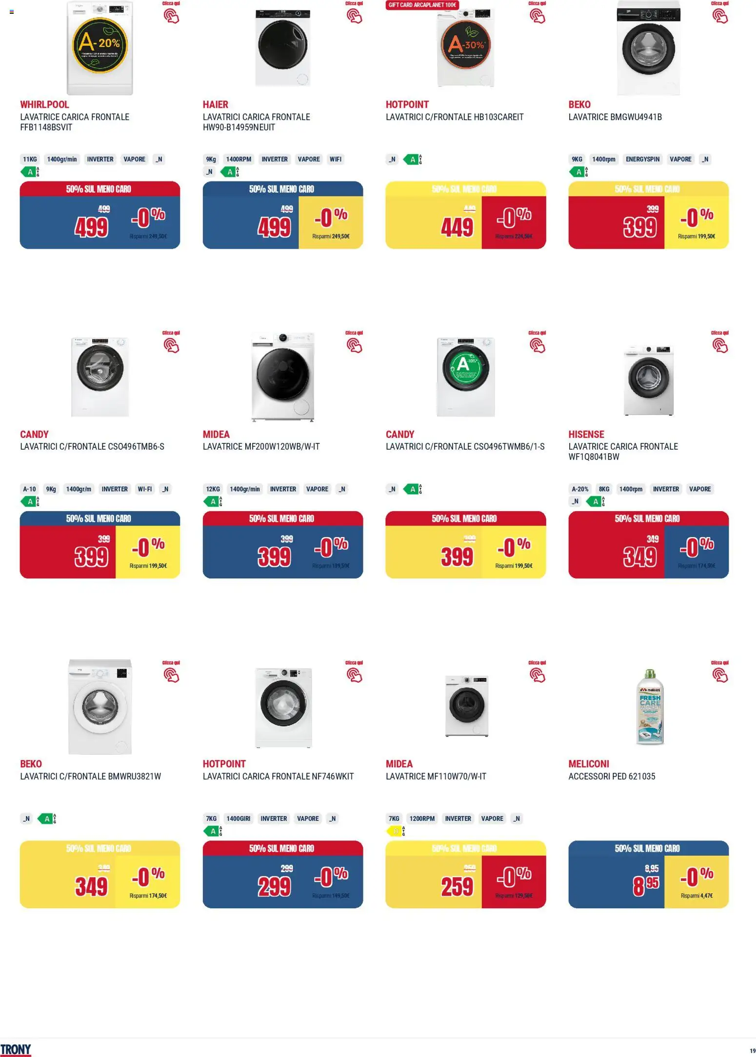 Volantino Trony del 19.02.2026 | Pagina: 19 | Prodotti: Lavatrice