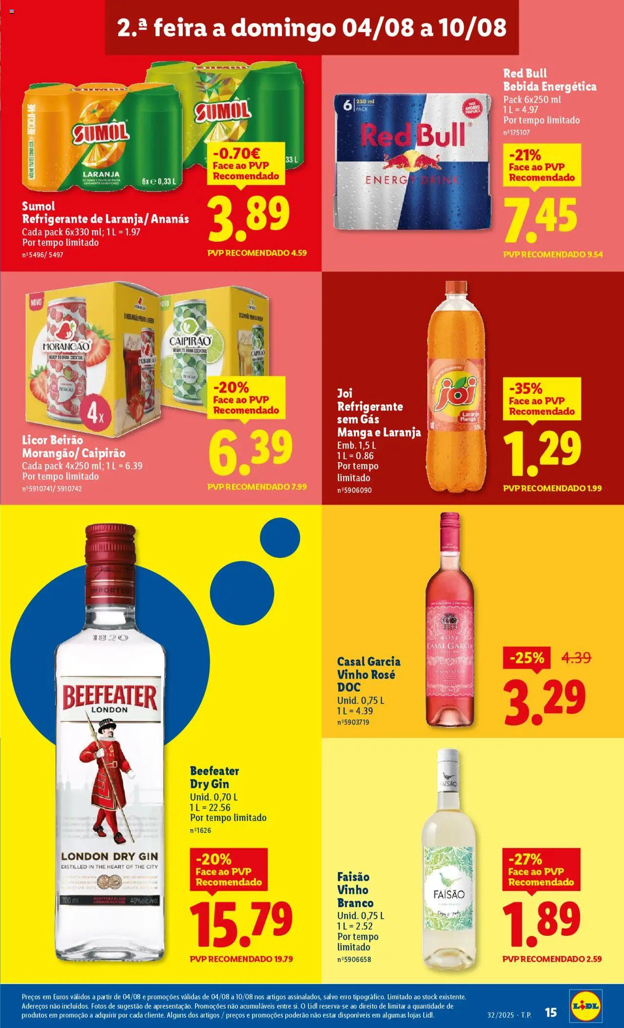 Lidl folheto │ válido de 04.08.2025 | Página: 15 | Produtos: Refrigerante, Sumo, Vinho, Bebida