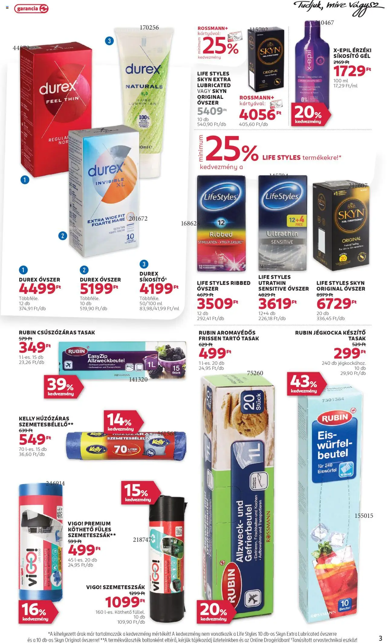 Rossmann akciós ujság - amely érvényes a következő dátumtól: 28.07.2025 | Oldal: 3 | Termékek: Jégkocka, Szemeteszsák, Óvszer, Jégkocka készítő