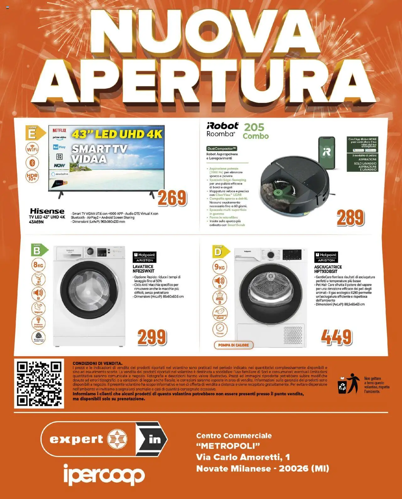 Volantino Ipercoop del 02.10.2025 | Pagina: 4 | Prodotti: smart TV, Robot aspirapolvere, Lavatrice, Video