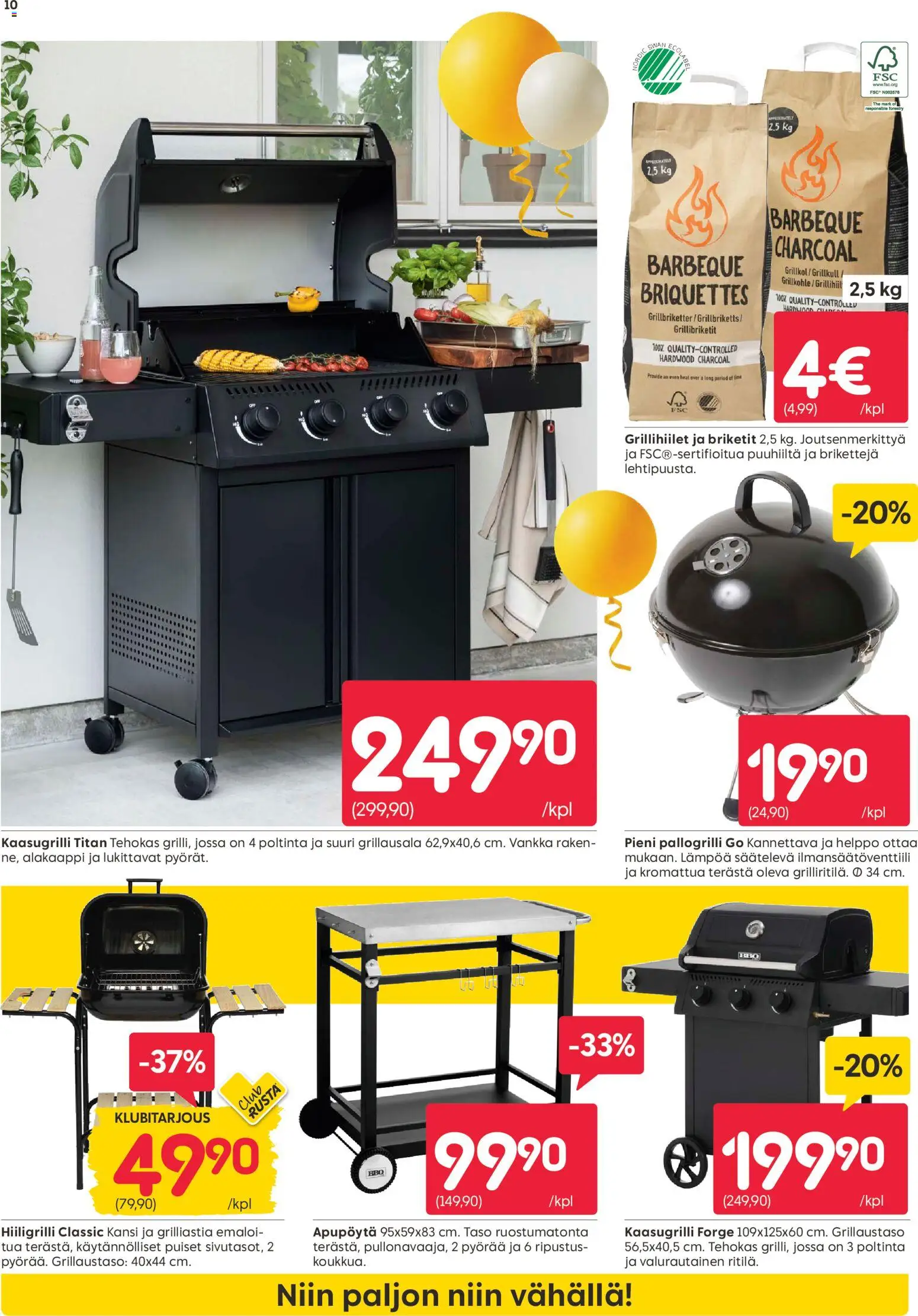 Rusta tarjoukset – voimassa 27.04.2026 alkaen | Sivu: 10 | Tuotteet: Kaasugrilli, Kansi, Briketit, Hiiligrilli