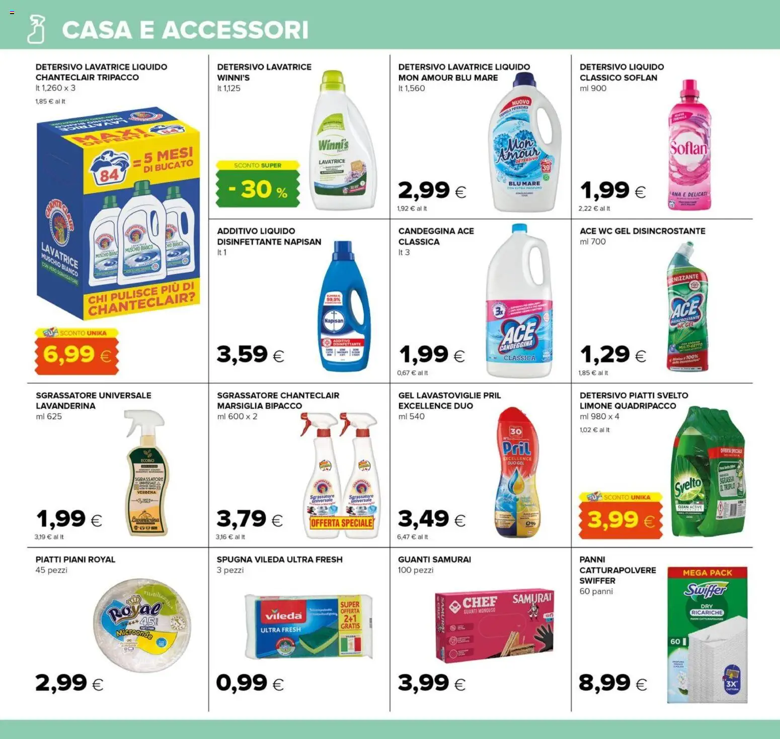 Volantino Oasi del 12.03.2026 | Pagina: 20 | Prodotti: Spugna, Microonde, Candeggina, Guanti