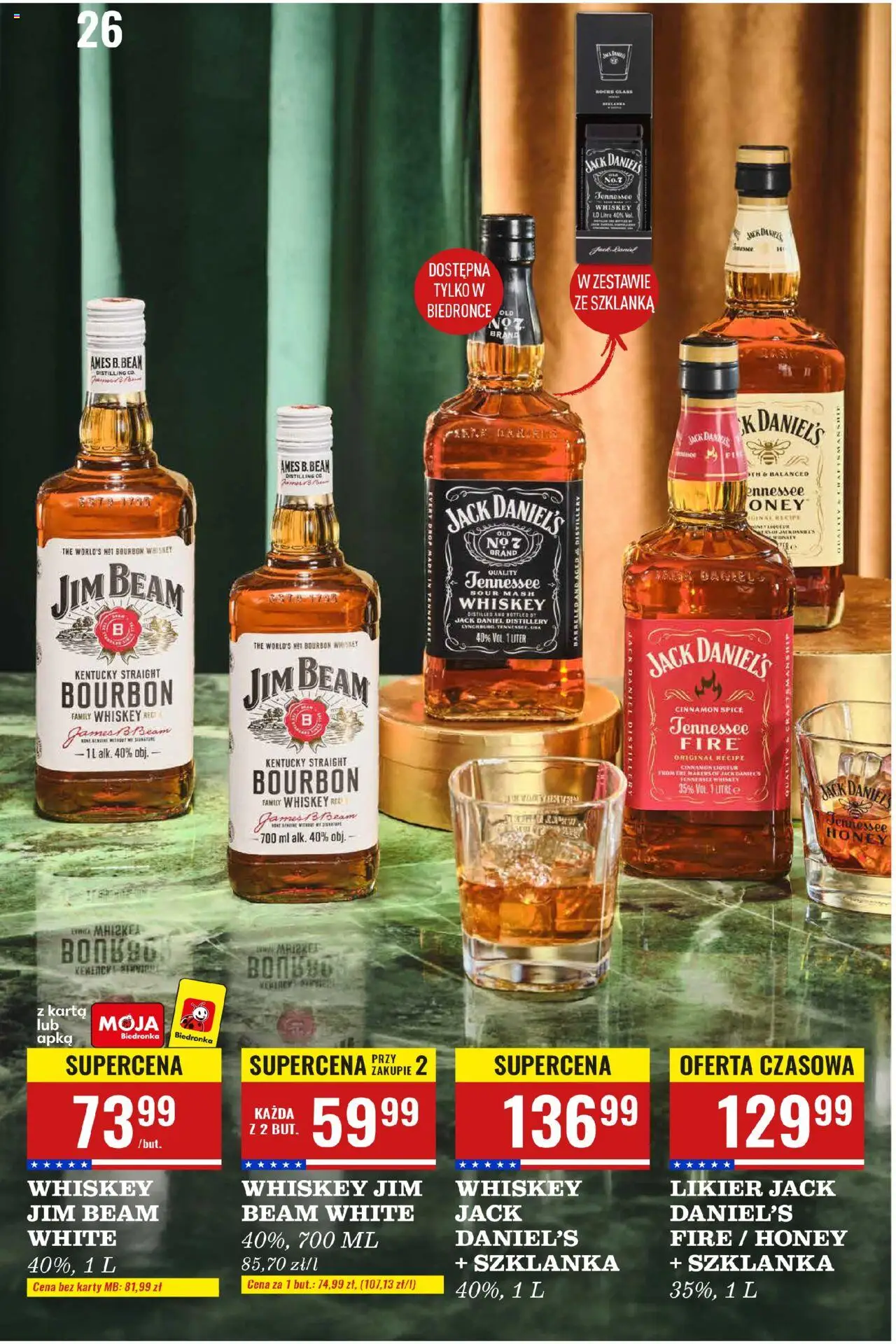 Biedronka gazetka - Czas na toast od 20.10.2025 | Strona: 26 | Produkty: Karta, Bourbon, Jim Beam, Jack Daniel's Fire