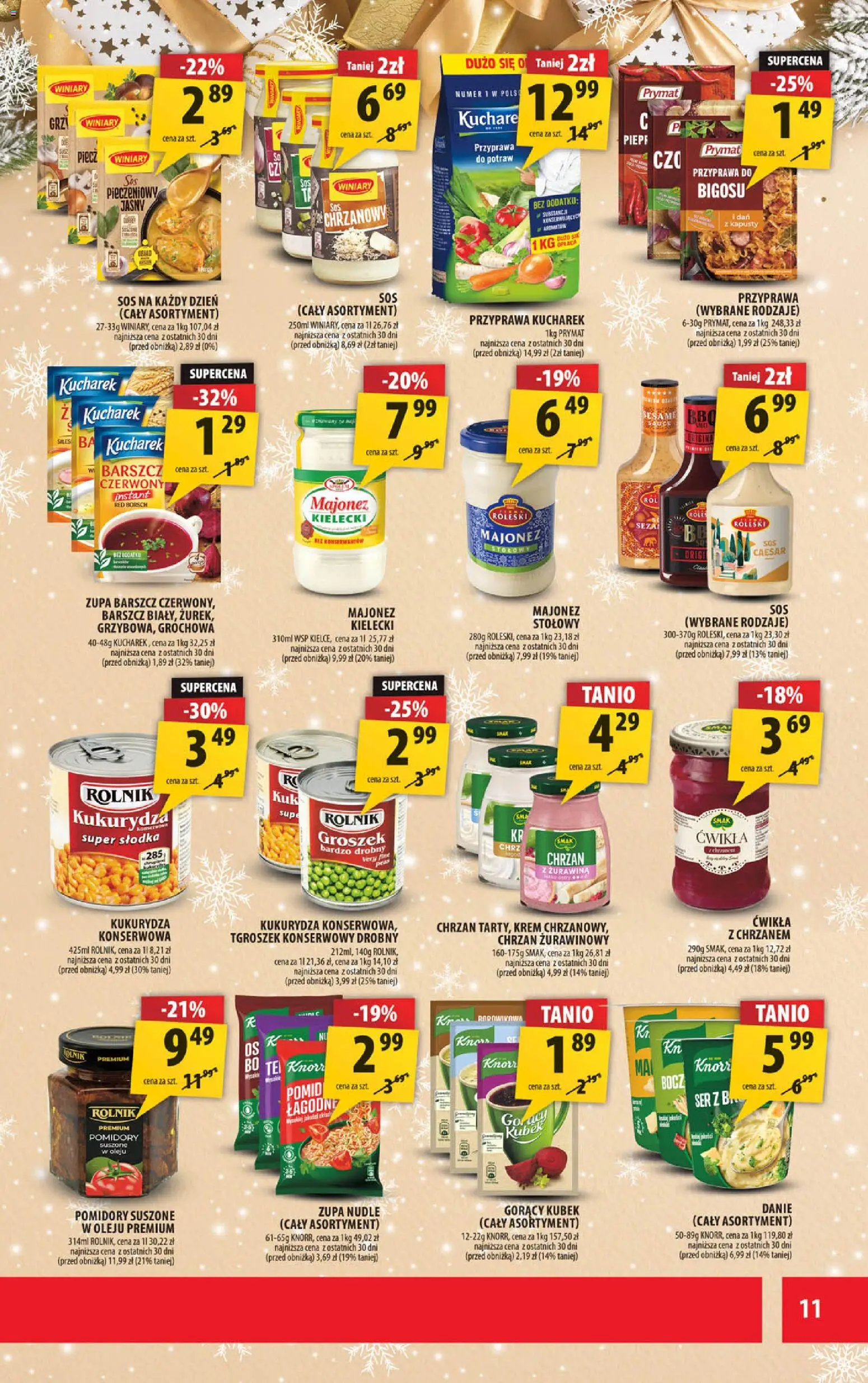 Arhelan Gazetka od 15.12.2025 | Strona: 11 | Produkty: Barszcz, Gorący kubek, Pomidory, Majonez
