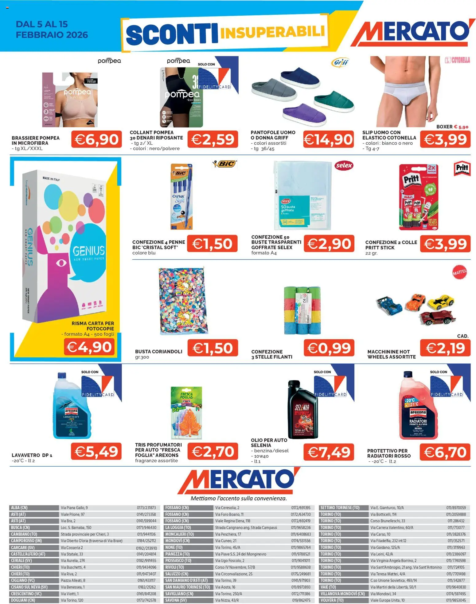 Volantino Mercatò del 05.02.2026 | Pagina: 2 | Prodotti: Slip, Olio, Collant, Penne