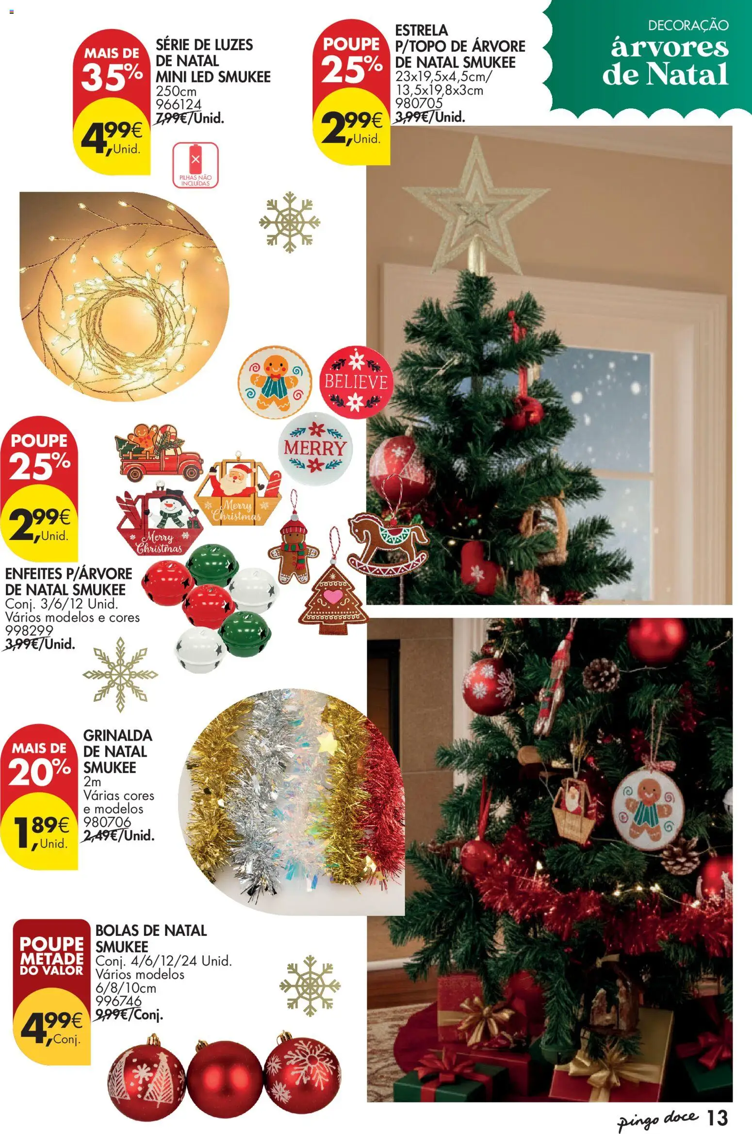 Pingo Doce - Natal │ válido de 11.11.2025 | Página: 13 | Produtos: Árvore de natal, Pilhas