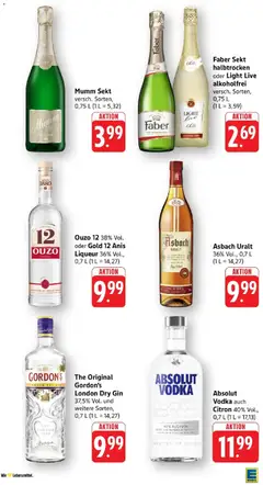 The Original Gordon's London Dry Gin, 37,5% Vol. und weitere Sorten, 0,7 L ab 05.04.2026 gültig | Seite: 37 | Produkte: Ouzo 12, Ouzo, Sekt, Asbach