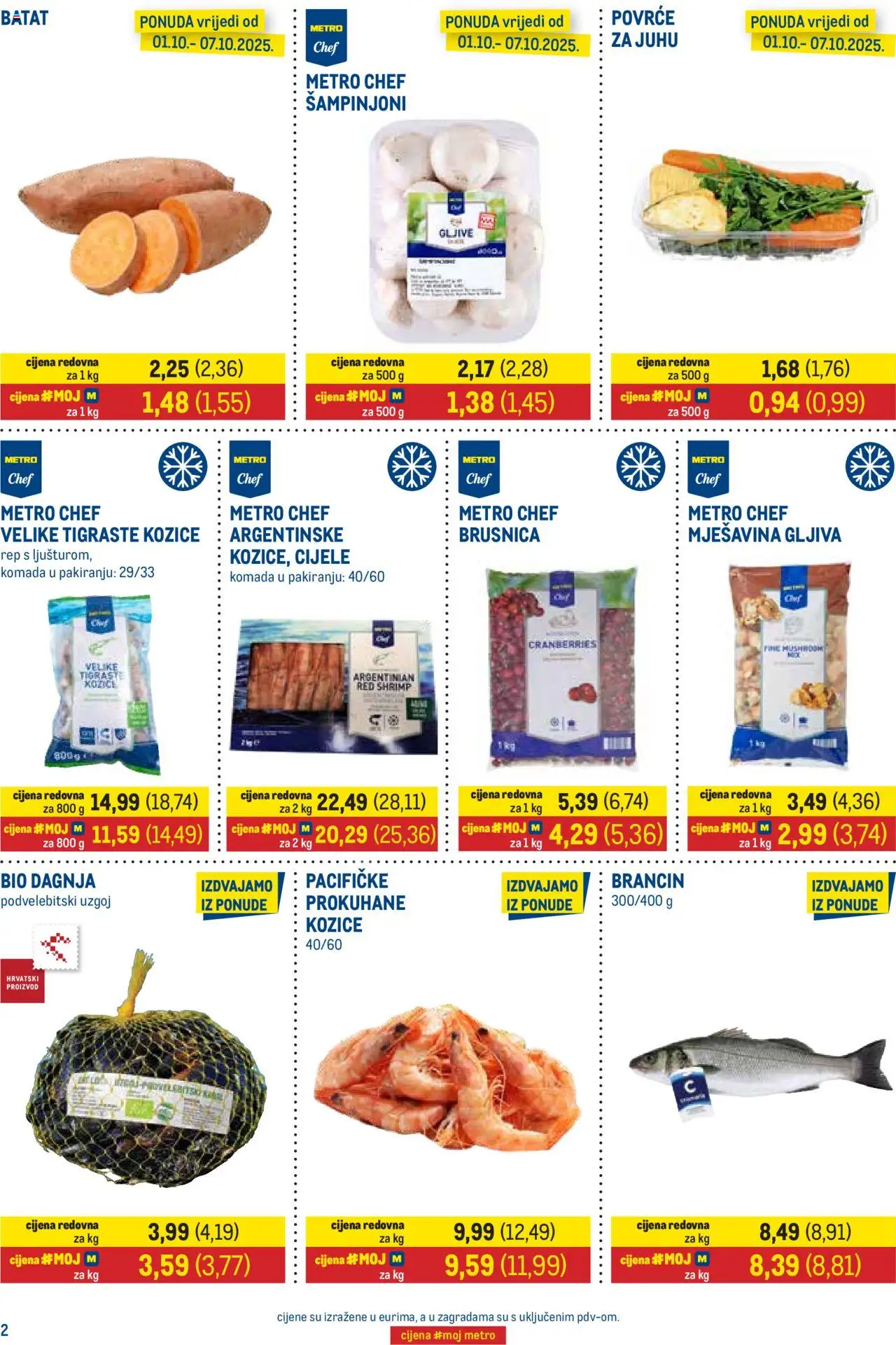 Metro katalog | vrijedi od 01.10.2025 | Stranica: 2 | Proizvodi: Šampinjoni, Brancin, Kozice, Brusnica