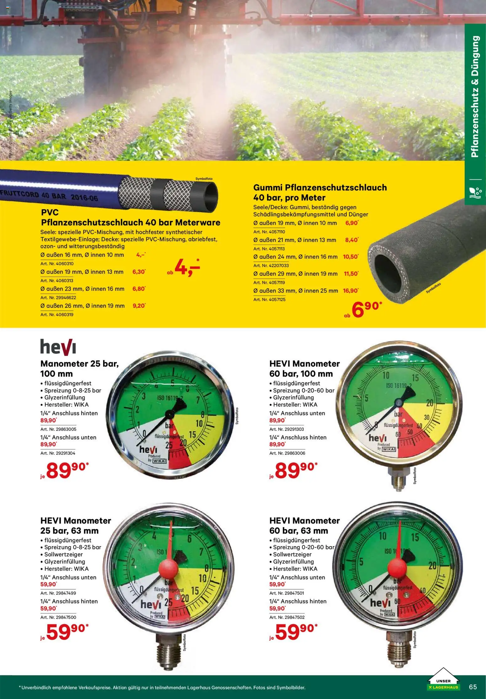 Lagerhaus Verschleißteile & Zubehör gültig ab 01.01.2026 | Seite: 65 | Produkte: Manometer, Decke