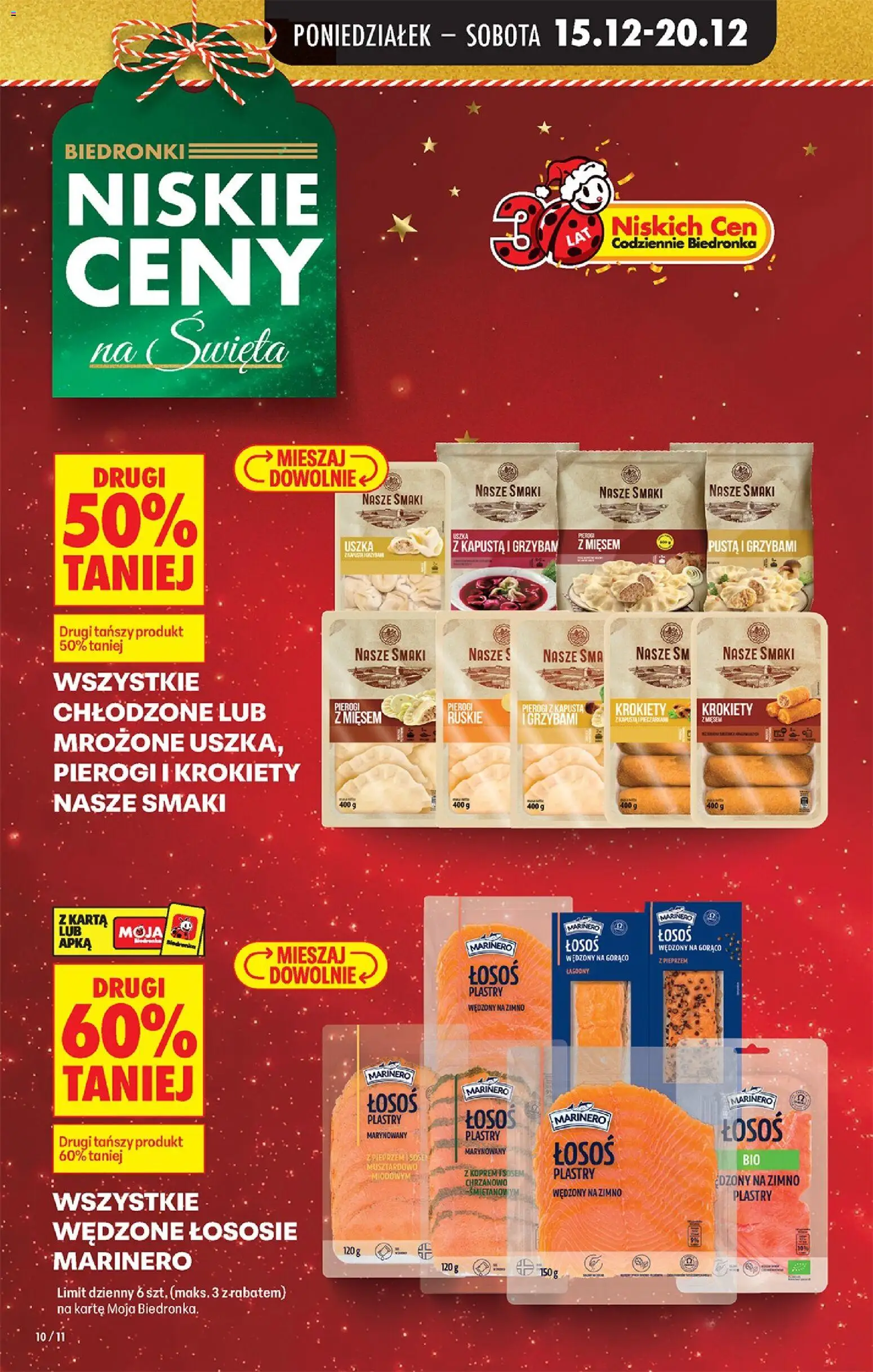 Biedronka gazetka od 15.12.2025 | Strona: 12 | Produkty: Kapusta, Karta, Pierogi z mięsem, Łosoś