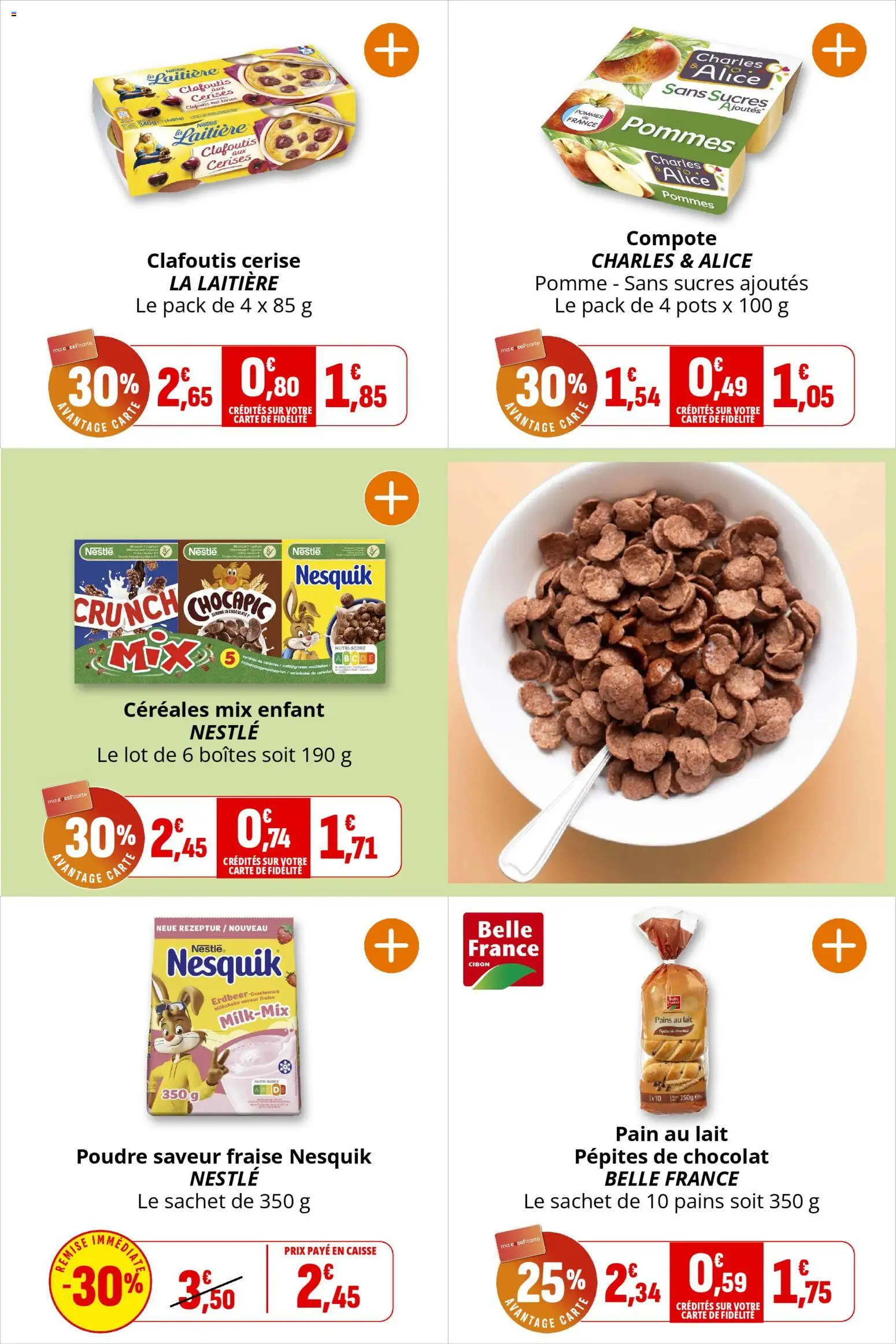 {H1} | Page: 21 | Produits: Chocapic, Pains au lait, Lait, Chocolat