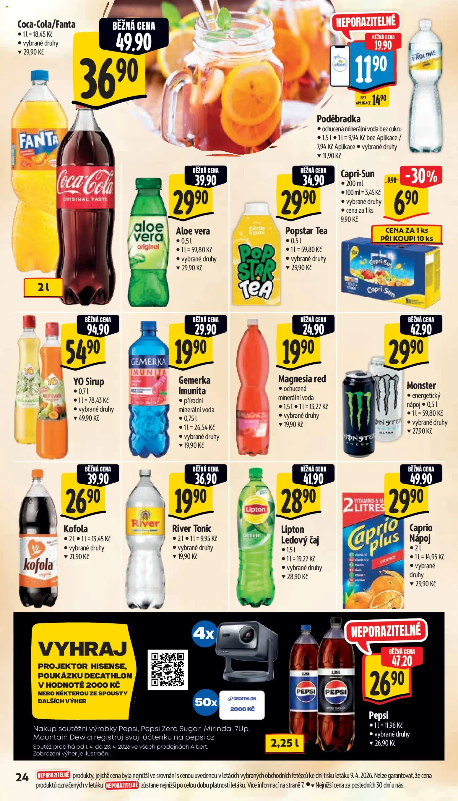 Albert leták - Supermarket od 15.04.2026 | Strana: 32 | Produkty: Voda, Pepsi, Fanta, Citron