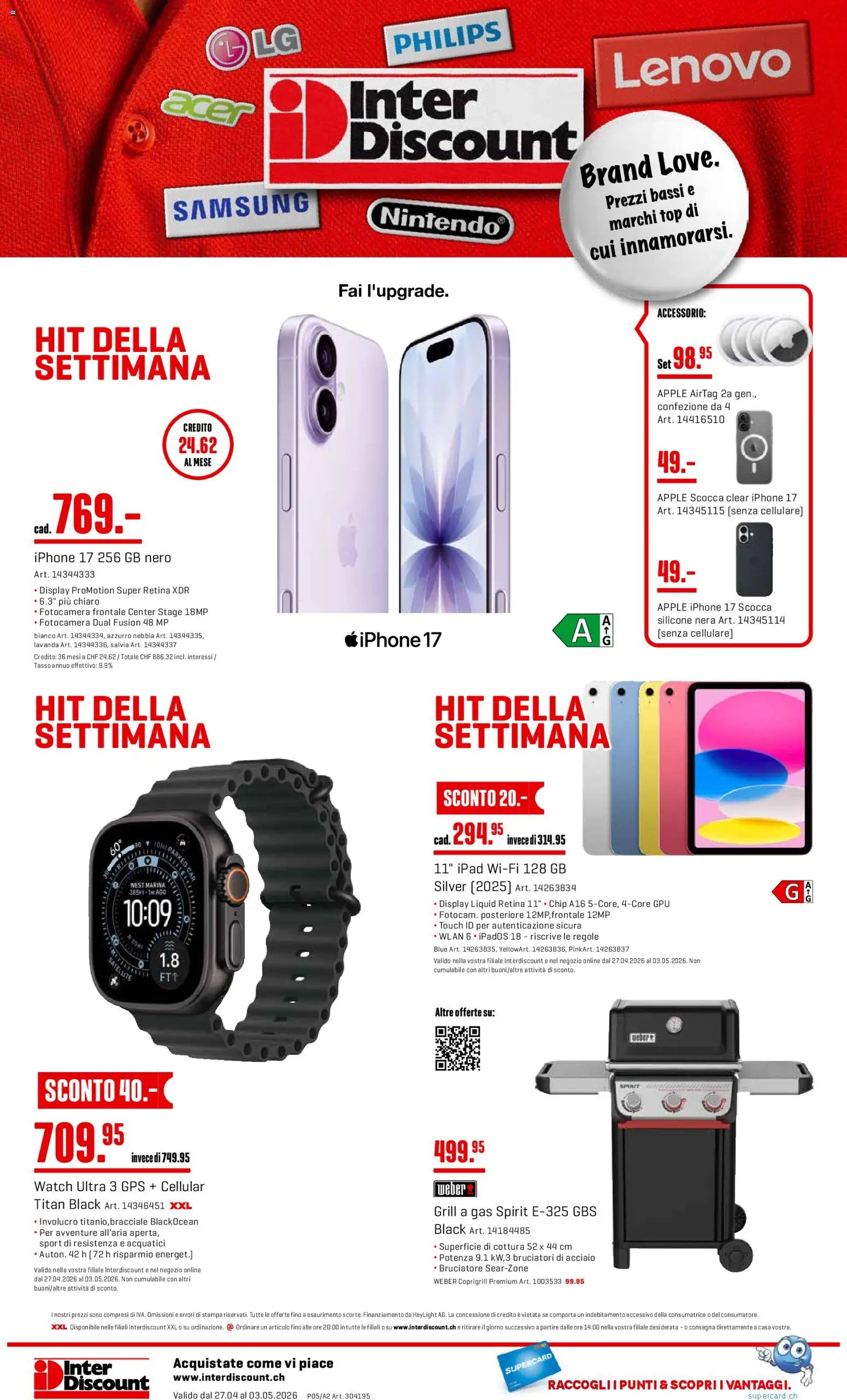 Interdiscount aktionen 20% di sconto  IT – gültig ab 27.04.2026 | Seite: 28 | Produkte: Apple, Samsung, Lenovo, Grill
