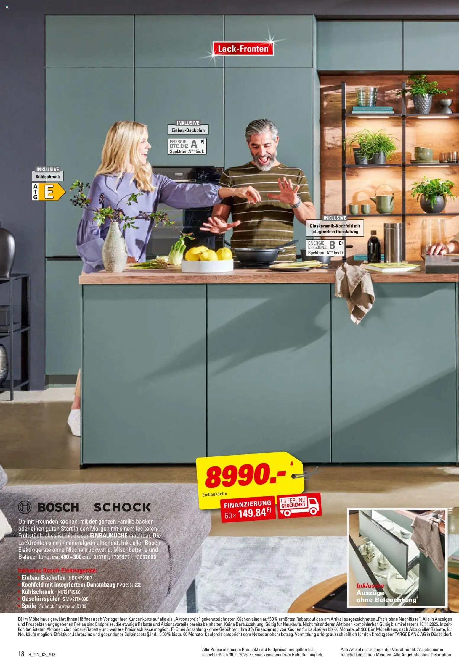 Höffner Küchen Power  – gültig ab 12.11.2025 | Seite: 18 | Produkte: Bosch, Einbauküche, Kühlschrank, Dunstabzug