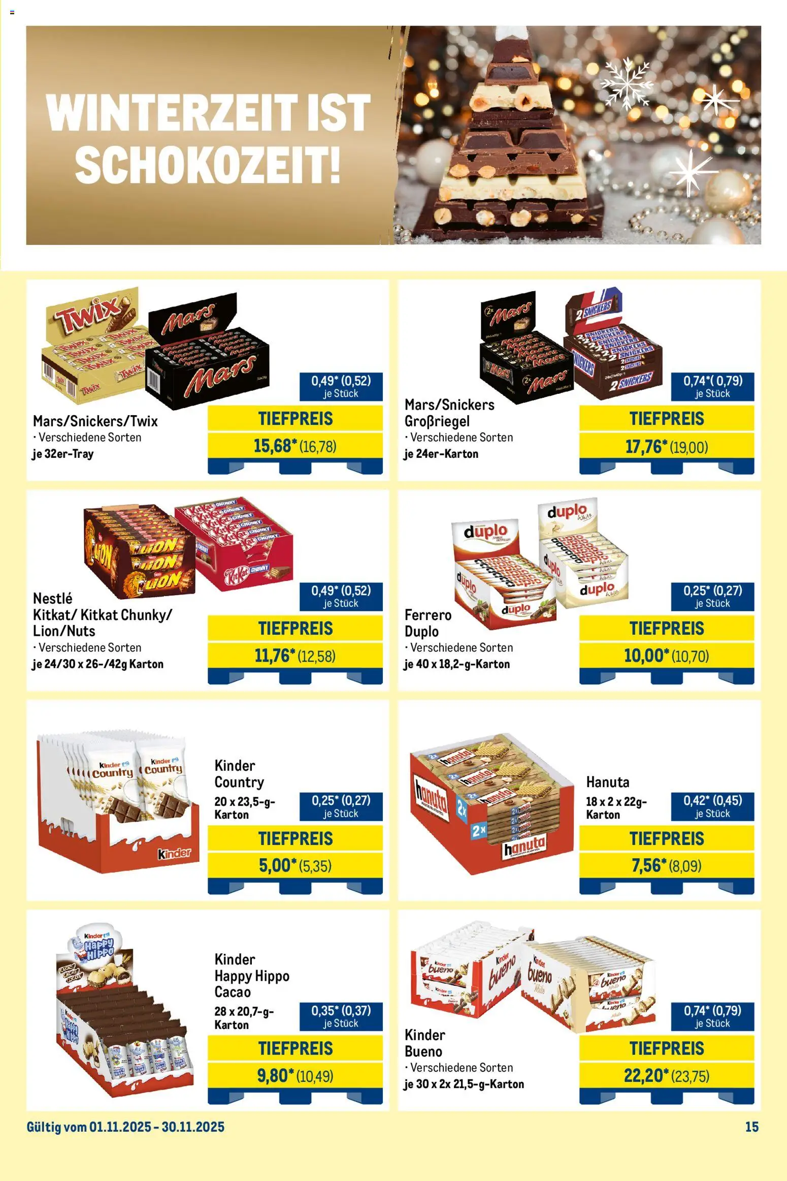 Metro Wochen-Angebote Händler – gültig ab 10.11.2025 | Seite: 24 | Produkte: Ferrero duplo, Kinder bueno, Snickers, Mars