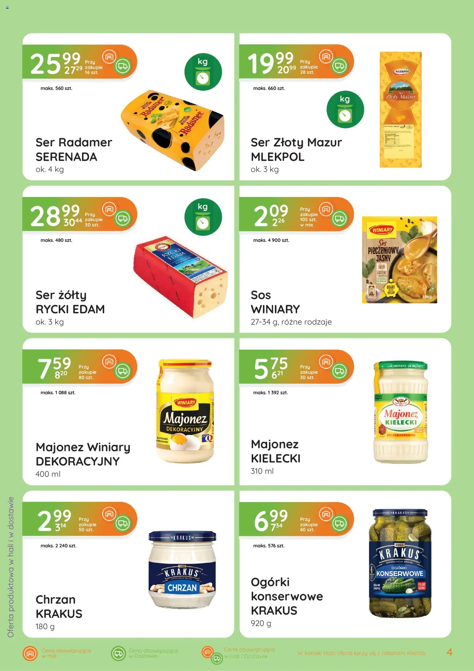 Eurocash gazetka - Wielkanoc od 02.03.2026 | Strona: 4 | Produkty: Ser żółty, Majonez winiary, Ser, Ogórki konserwowe