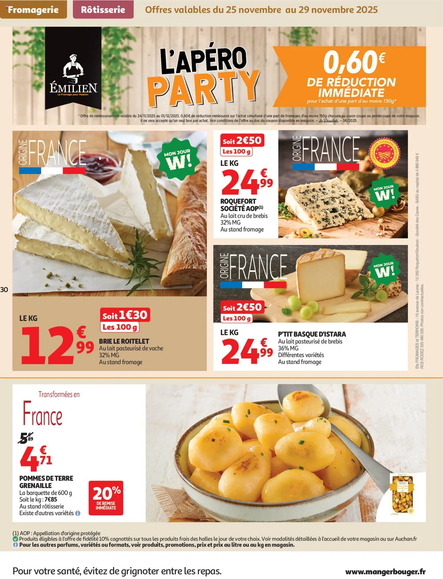 {H1} | Page: 30 | Produits: Lait, Pommes, Brie, Pommes de terre