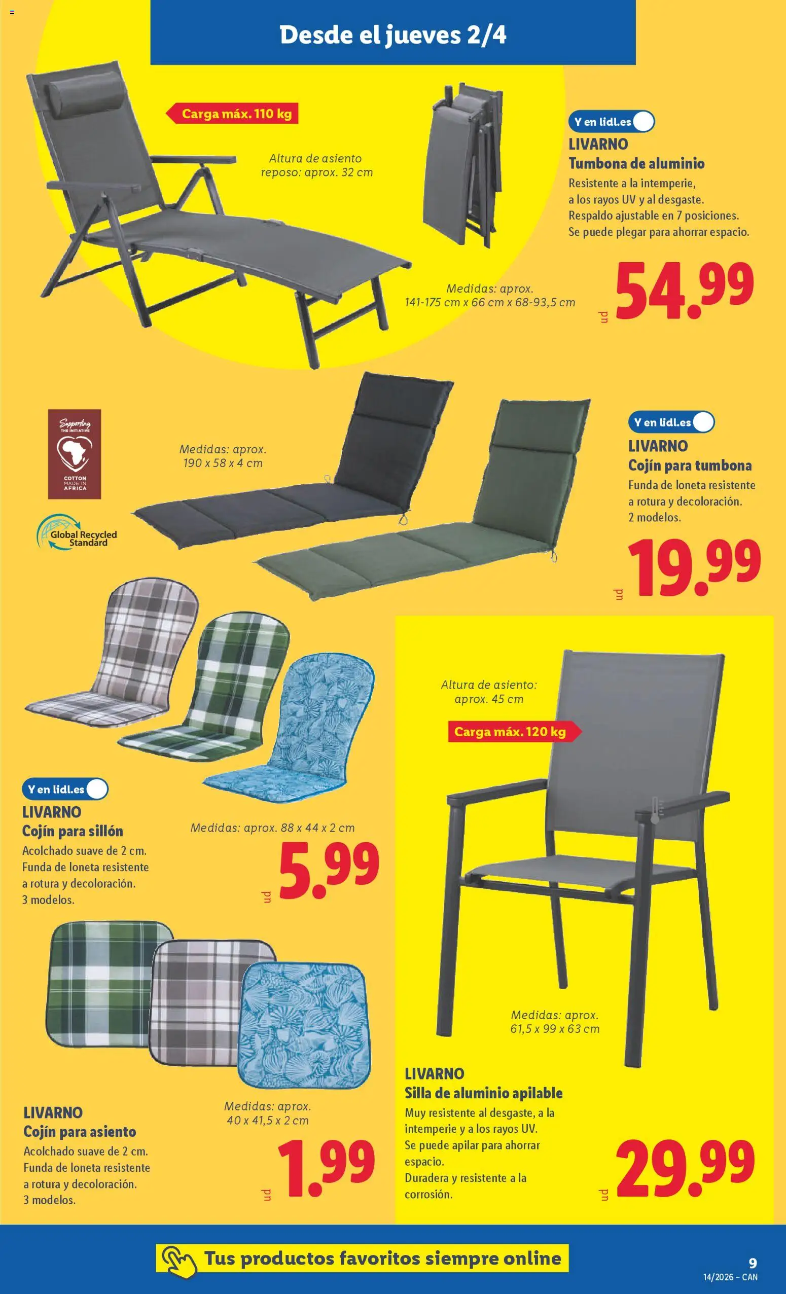 Lidl folleto de bazar │ válido desde el 30.03.2026 | Página: 15 | Productos: Funda, Tumbona, Cojín, Sillón