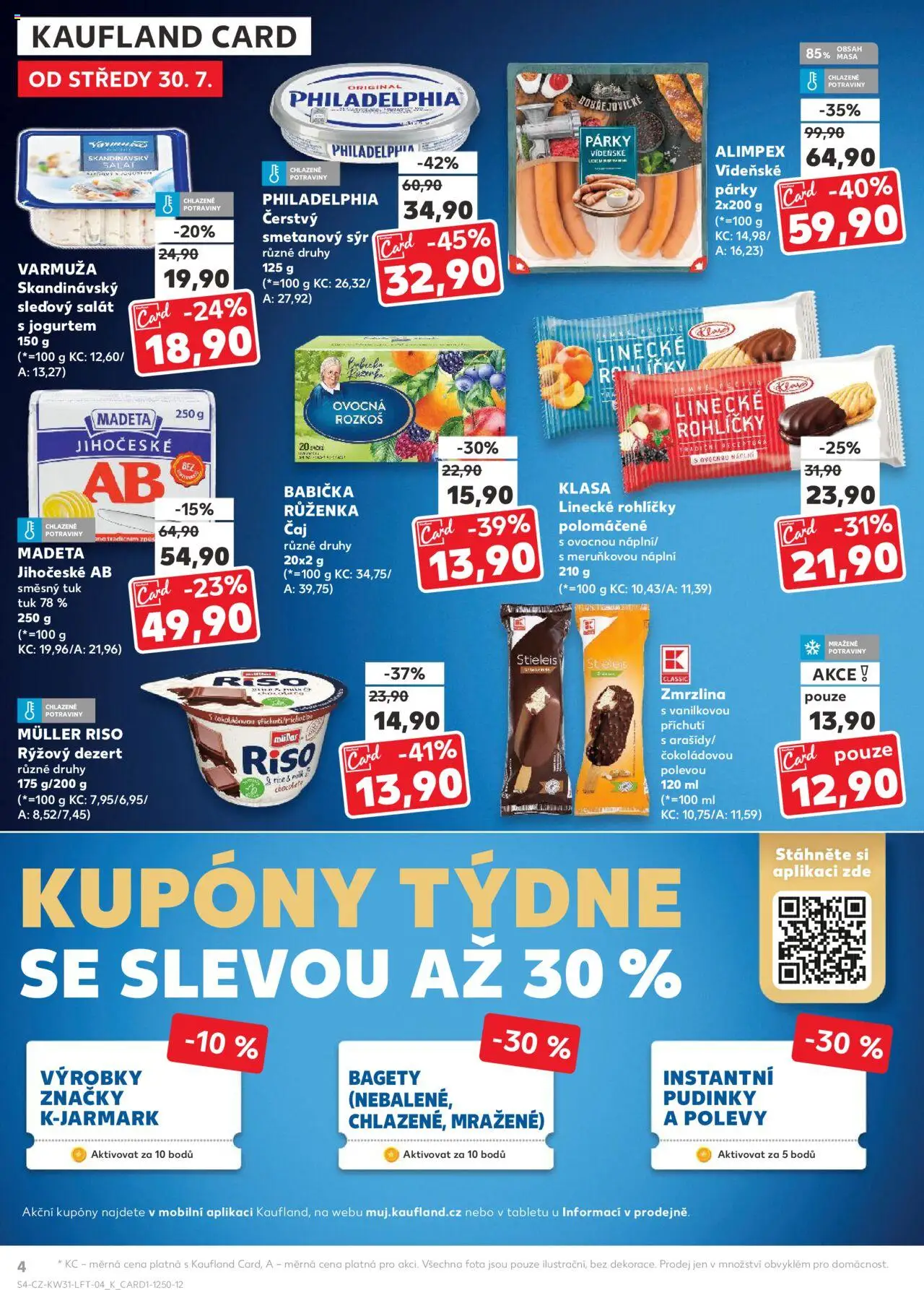Kaufland leták - Plzeň Bory od 30.07.2025 | Strana: 4 | Produkty: Sýr, Vídeňské párky, Zmrzlina, Philadelphia