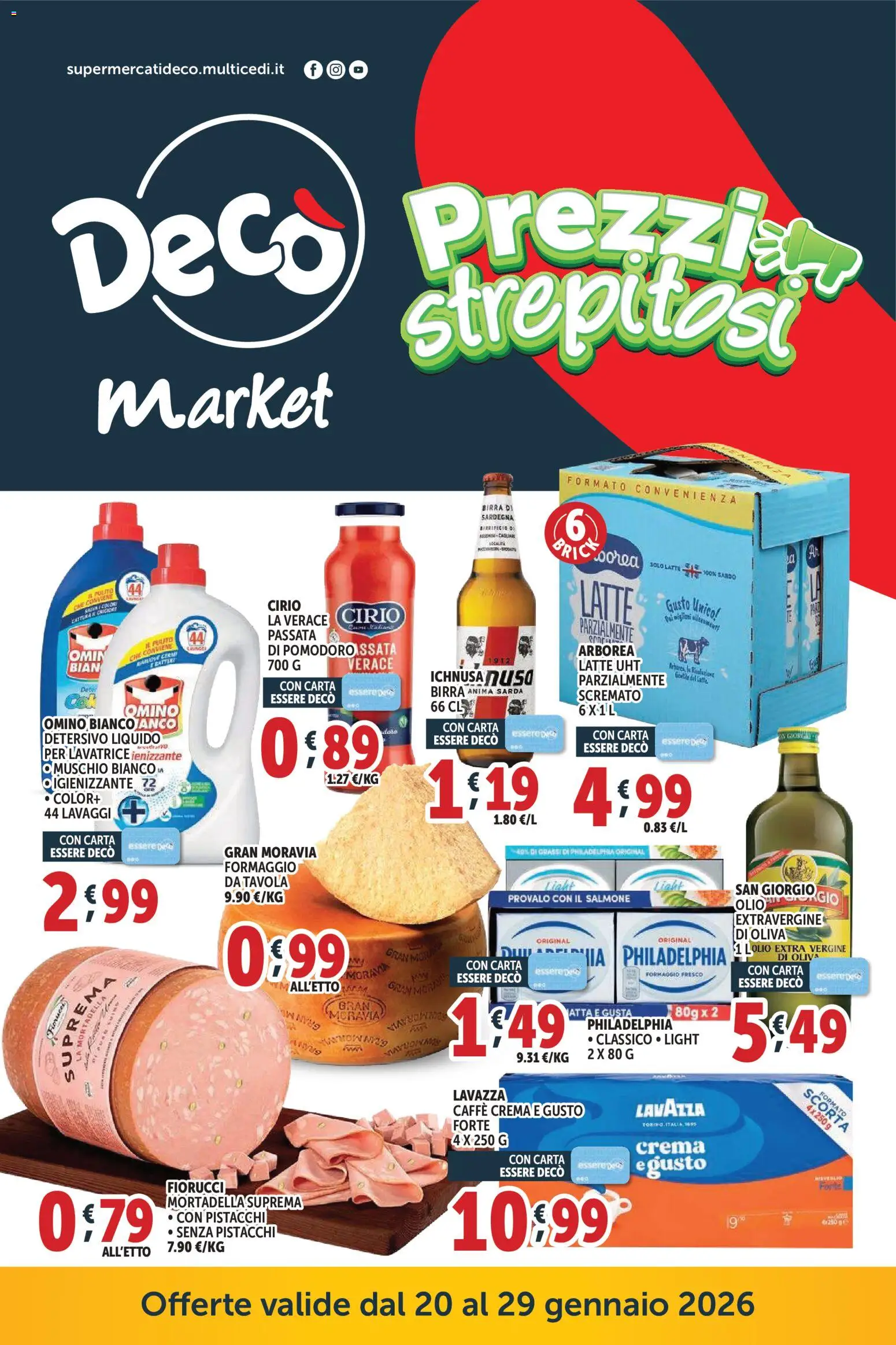 Volantino Decò del 20.01.2026 | Pagina: 1 | Prodotti: Crema, Latte, Olio, Lavatrice