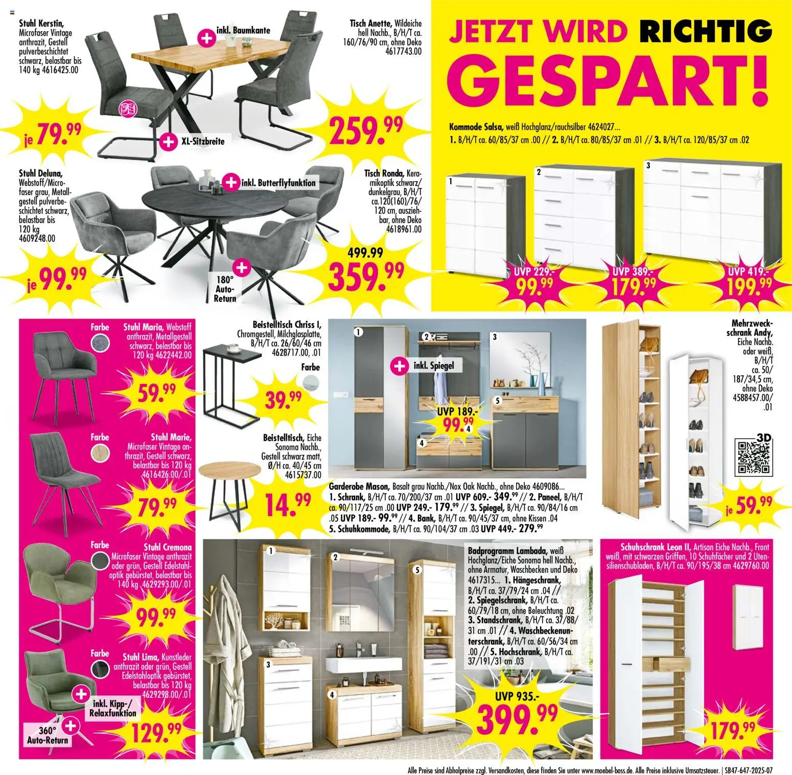 SB Möbel Boss Prospekt Neubrandenburg – gültig ab 15.11.2025 | Seite: 7 | Produkte: Beistelltisch, Kommode, Schrank, Spiegel