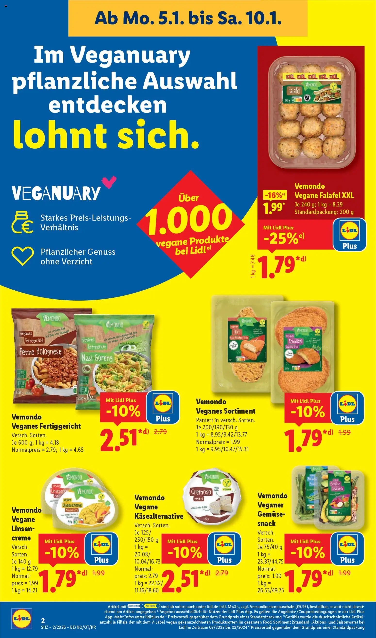 Lidl Prospekt Holzminden – gültig ab 05.01.2026 | Seite: 2 | Produkte: Schnitzel, Creme, Gemüse