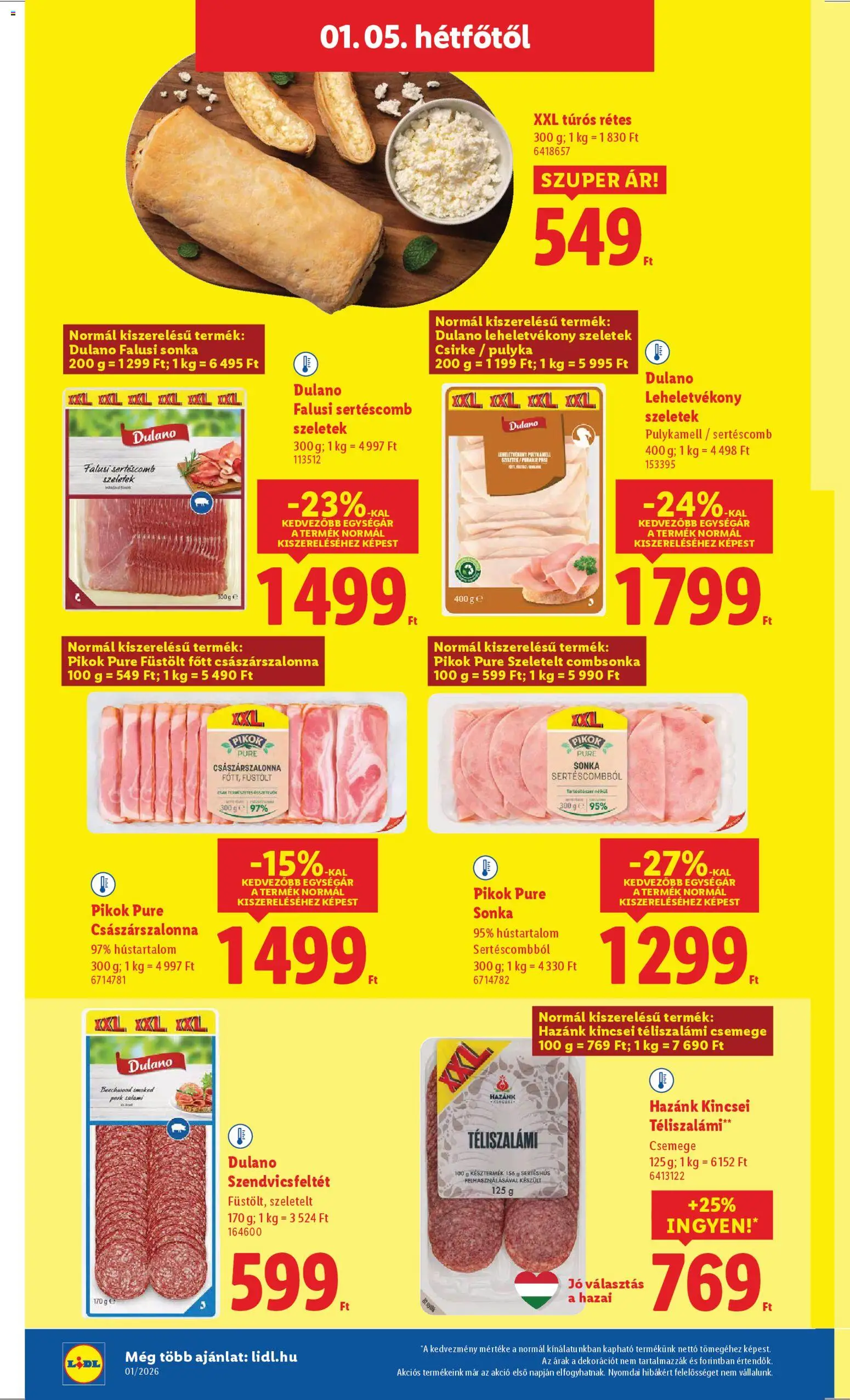 Lidl akciós ujság - amely érvényes a következő dátumtól: 02.01.2026 | Oldal: 52 | Termékek: Sonka, Bacon, Sertéshús, Téliszalámi