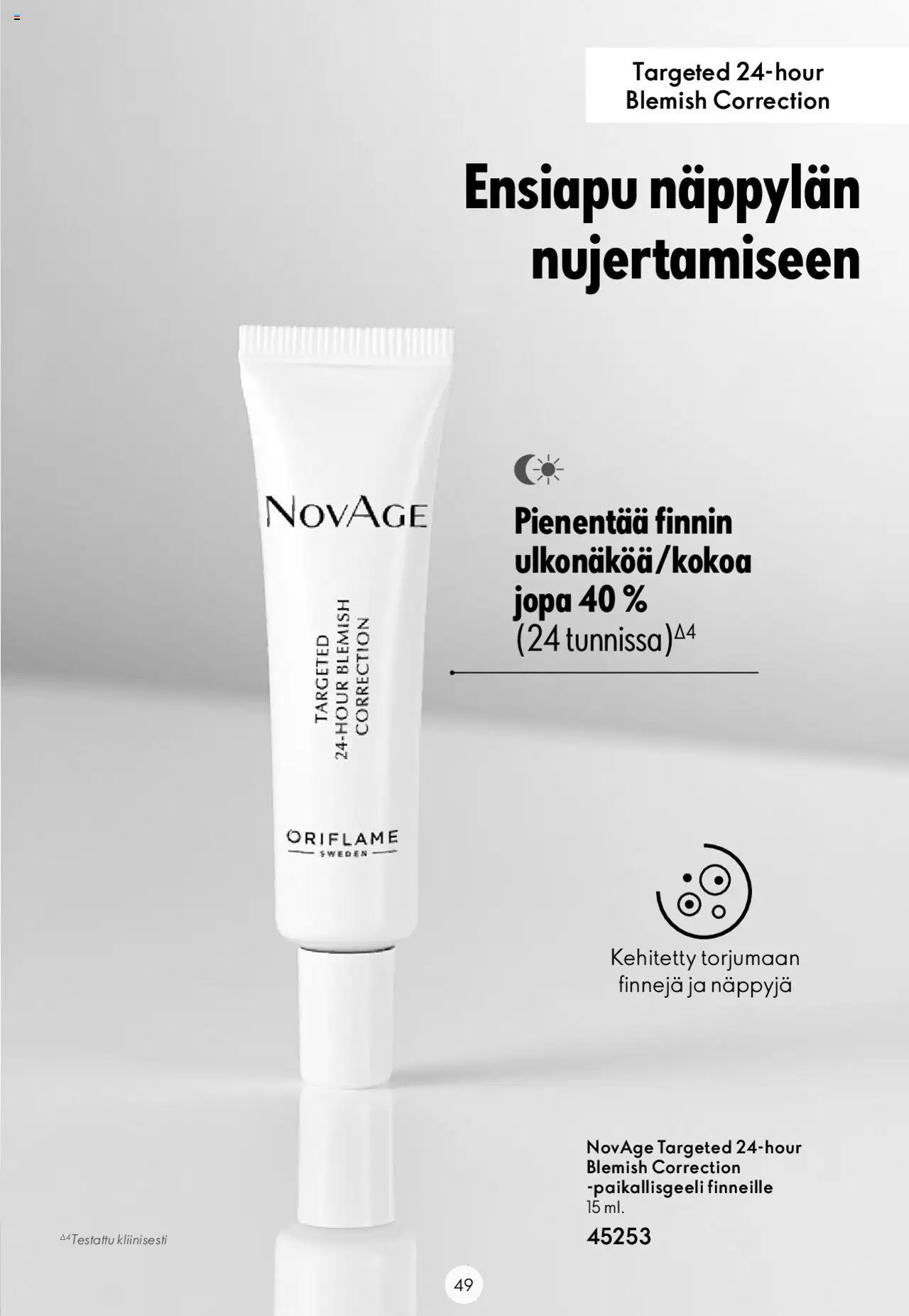 Oriflame Novage+ – voimassa 25.01.2024 alkaen | Sivu: 49 | Tuotteet: Ensiapu