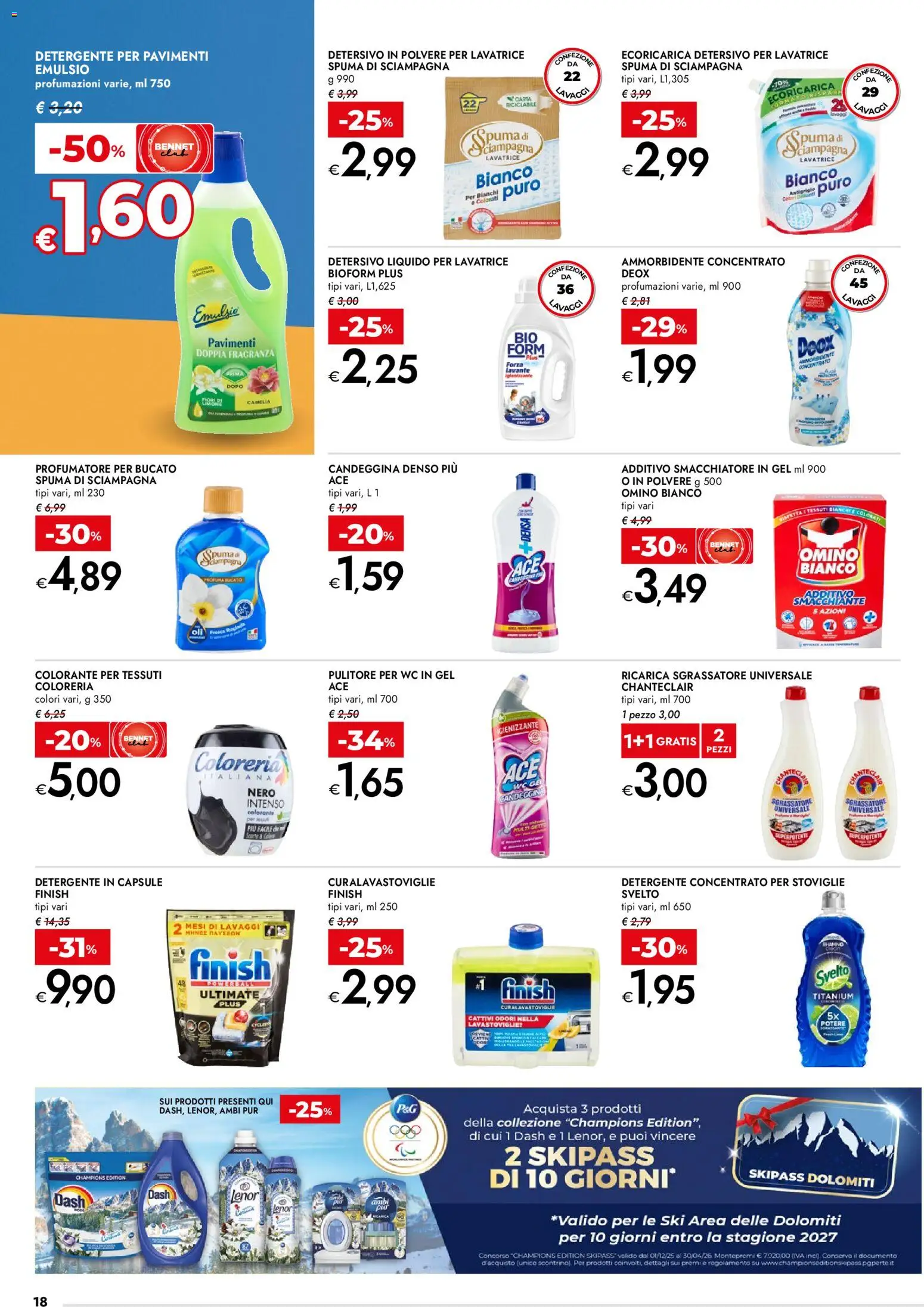 Volantino bennet del 27.11.2025 | Pagina: 18 | Prodotti: Detersivo in polvere, Sgrassatore, Lavatrice, WC