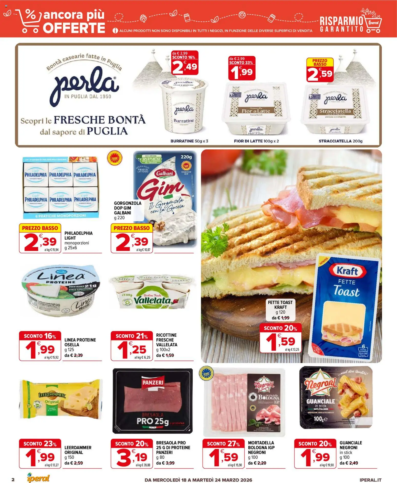 Volantino Iperal del 18.03.2026 | Pagina: 2 | Prodotti: Bresaola, Latte, Burrata, Guanciale