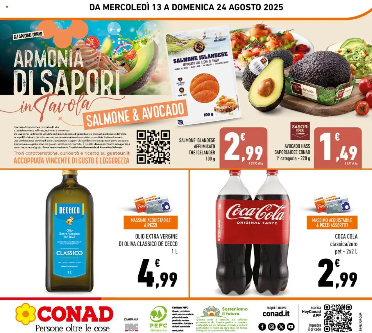 Volantino Conad del 13.08.2025 | Pagina: 24 | Prodotti: Salmone, Olive, The, Olio extra vergine