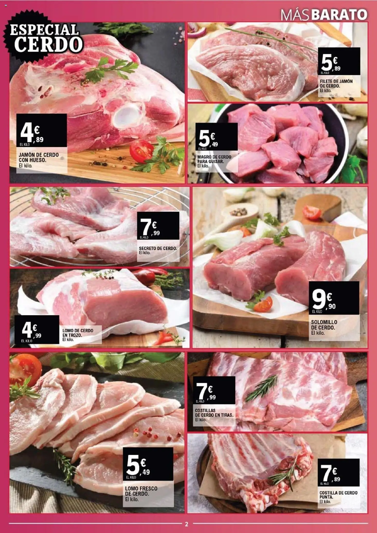 E.Leclerc folleto │ válido desde el 29.10.2025 | Página: 2 | Productos: Jamón, Cerdo, Costilla de cerdo, Filete