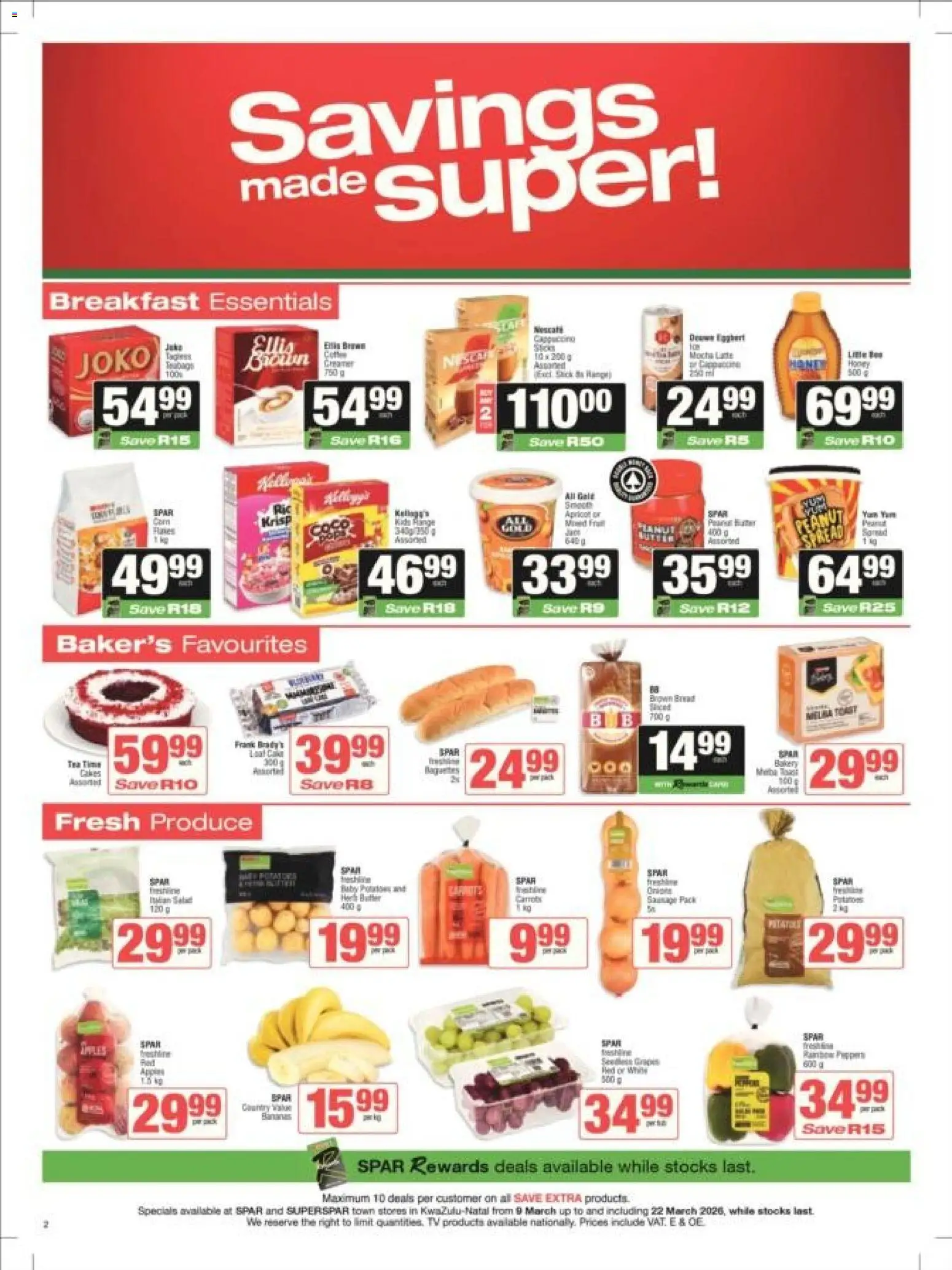 New Superspar catalogue – valid from 09.03.2026 | Page: 2 | Products: Butter, Apples, Tea, Sausage