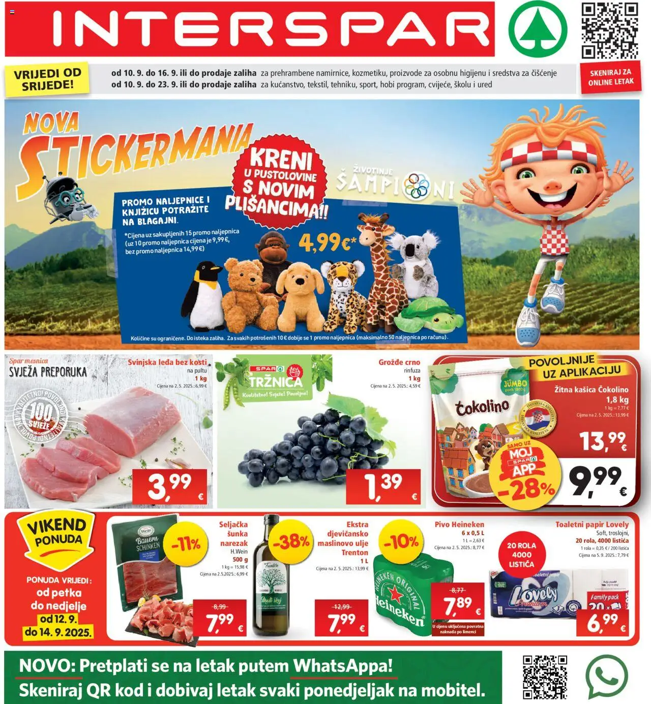 Interspar katalog | vrijedi od 10.09.2025 | Stranica: 1 | Proizvodi: Sredstva za čiščenje, Pivo, Grožđe, Čokolino