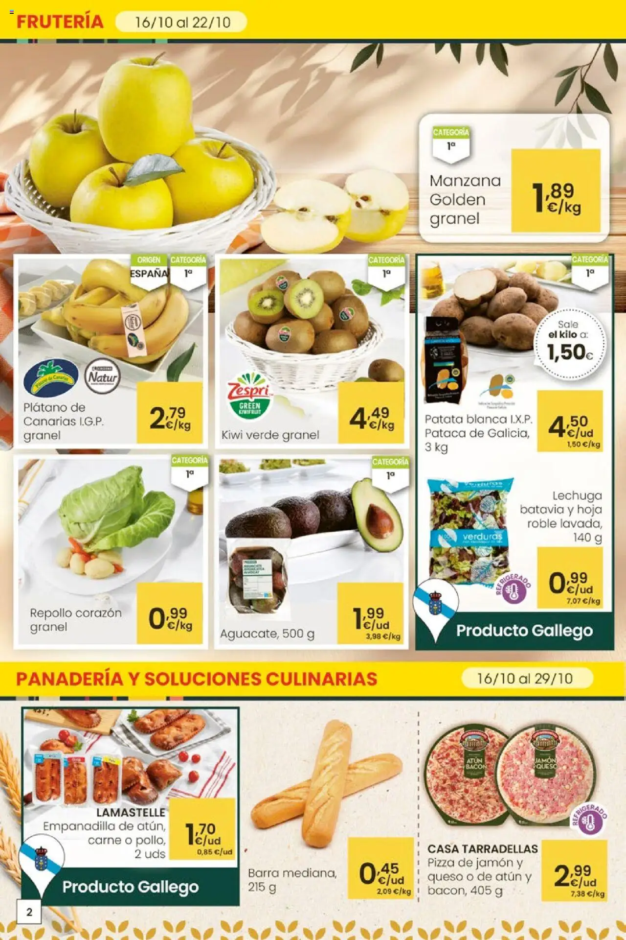 Eroski - Aliprox │ válido desde el 16.10.2025 | Página: 2 | Productos: Jamón, Pizza, Kiwi, Panadería
