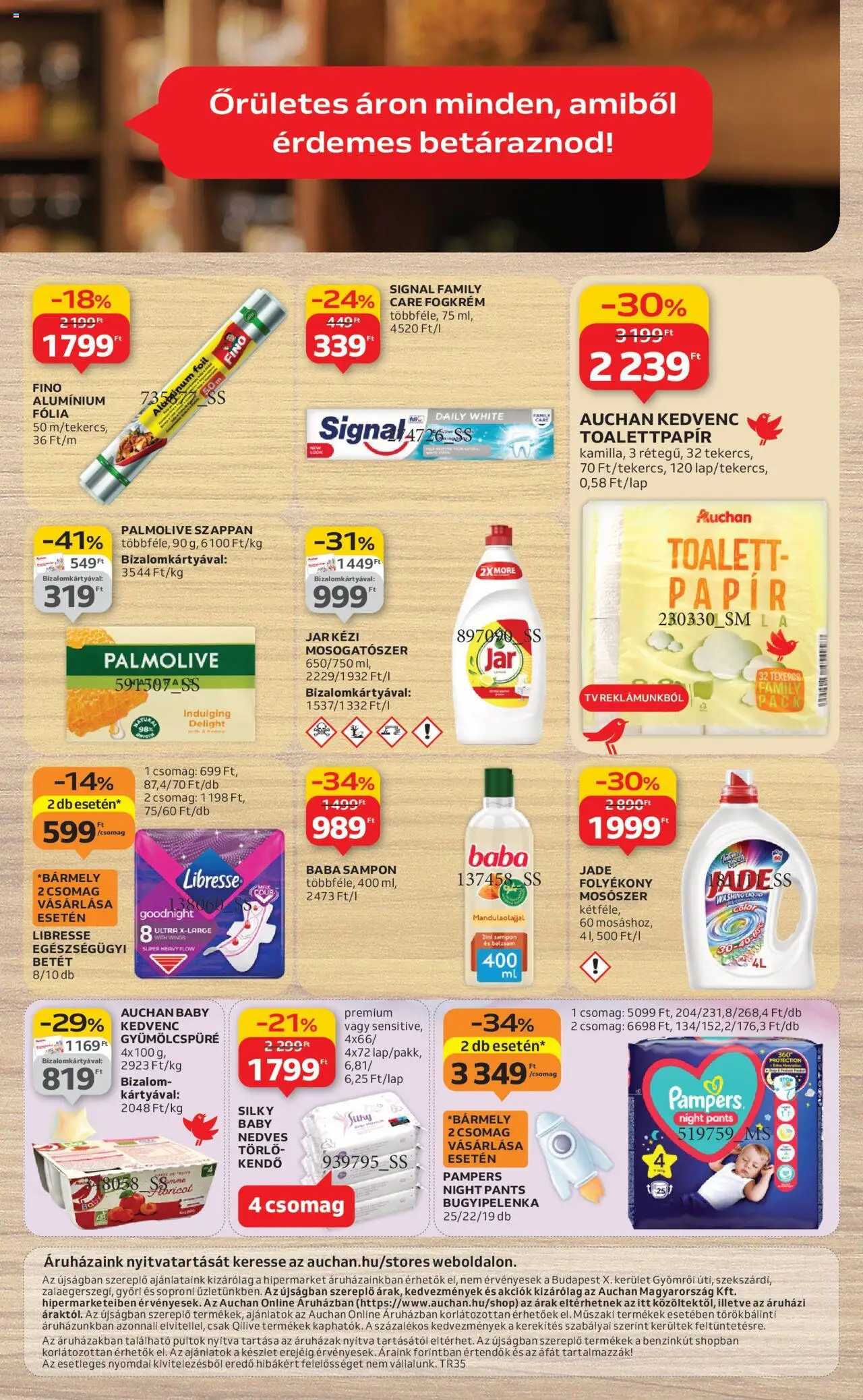 Auchan akciós ujság - amely érvényes a következő dátumtól: 28.08.2025 | Oldal: 5 | Termékek: Pampers, Kendő, TV, Mosószer