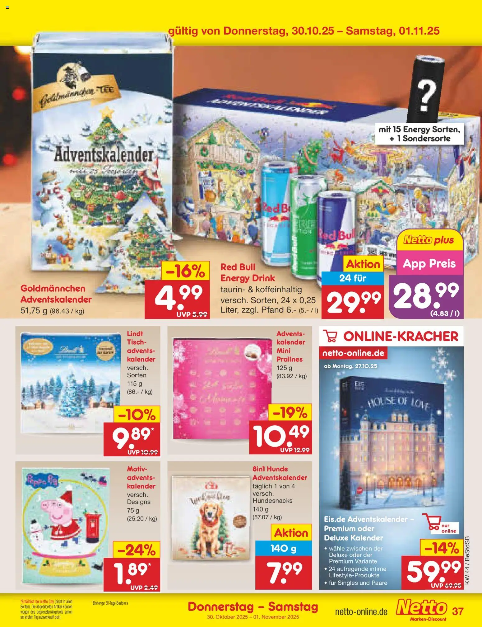 Netto Marken-Discount Prospekt 	 – gültig ab 27.10.2025 | Seite: 41 | Produkte: Red bull, Energy, Tisch, Lindt