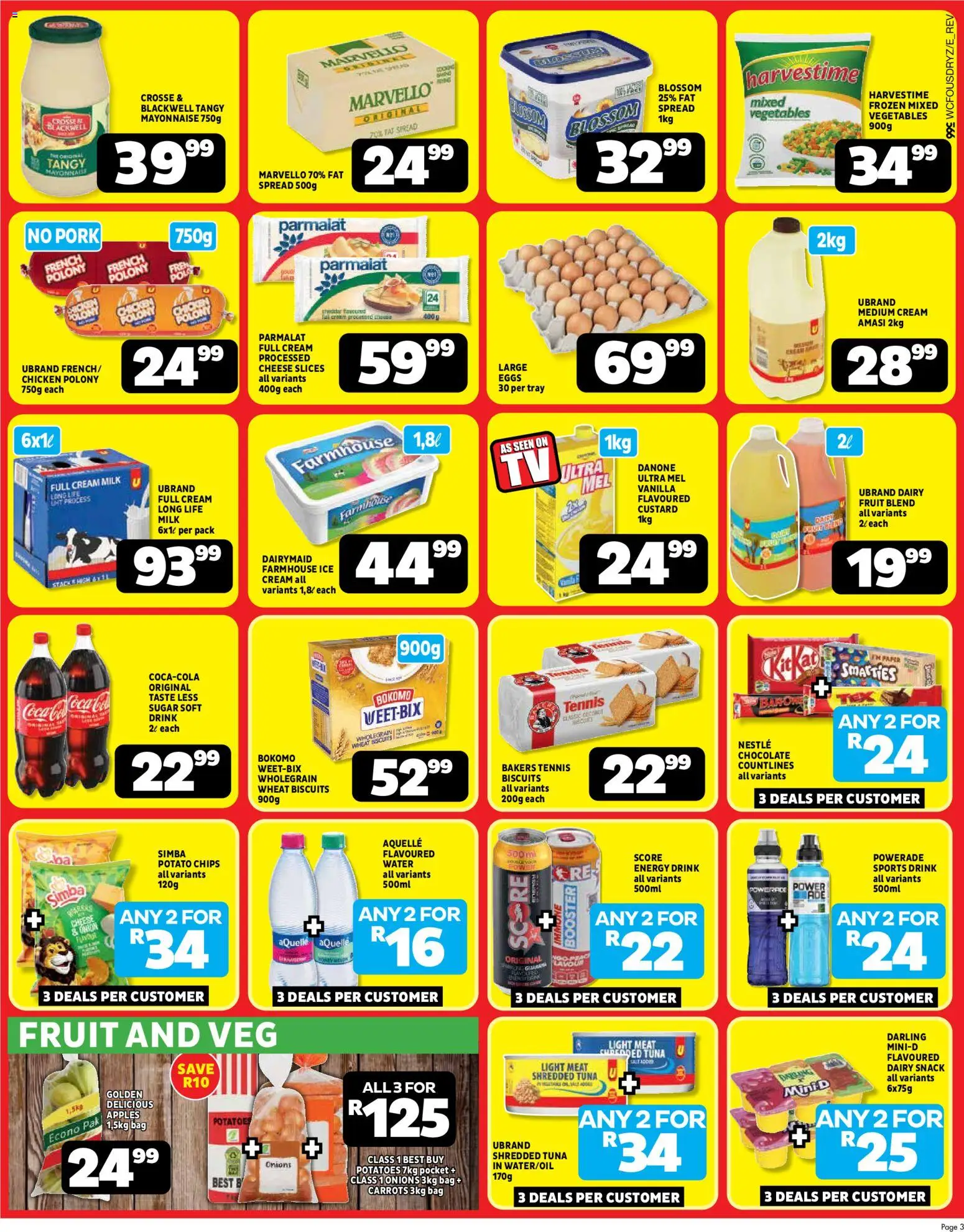 New Usave catalogue – valid from 23.03.2026 | Page: 3 | Products: Tuna, Cheese, Chocolate, Water