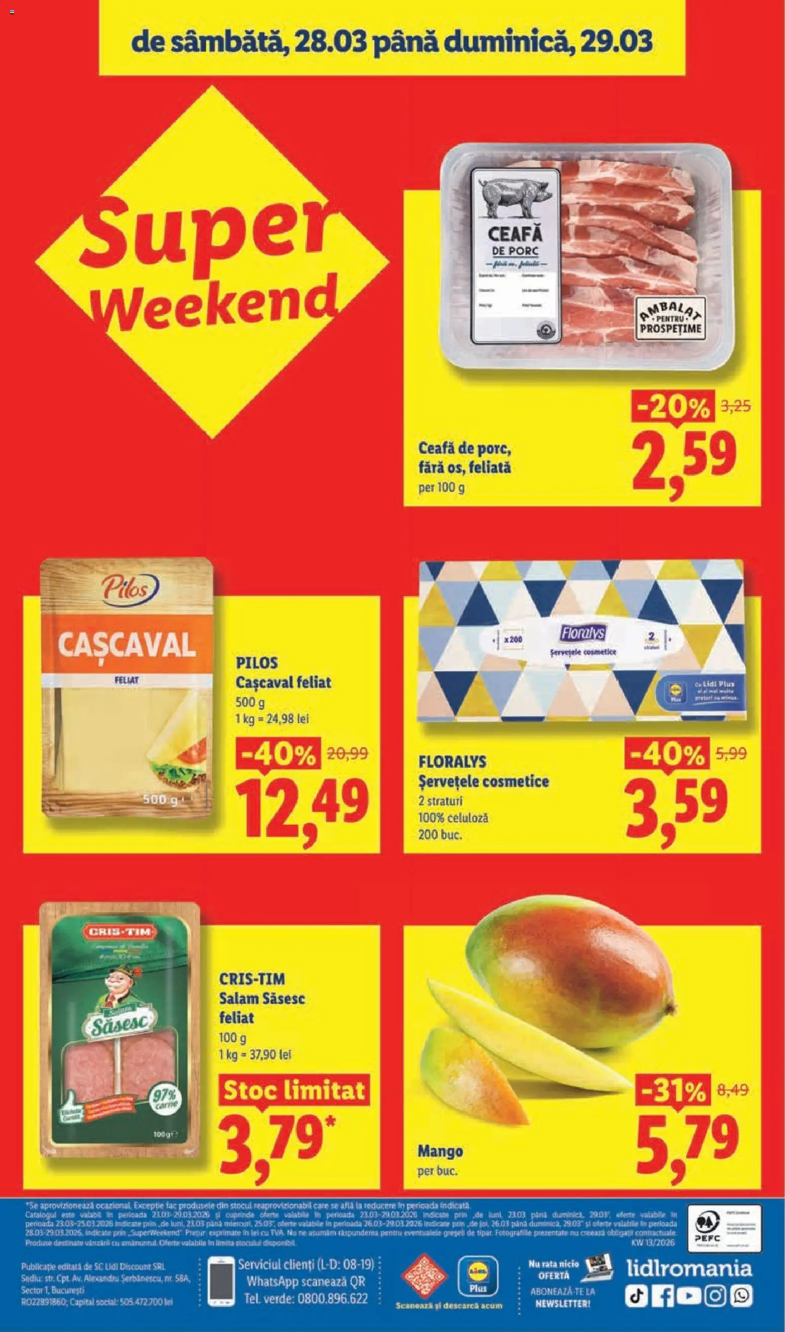Noul catalog Lidl – valabil de la 23.03.2026 | Pagină: 40 | Produse: Keçeli kalem, Cașcaval, Salam, Mango