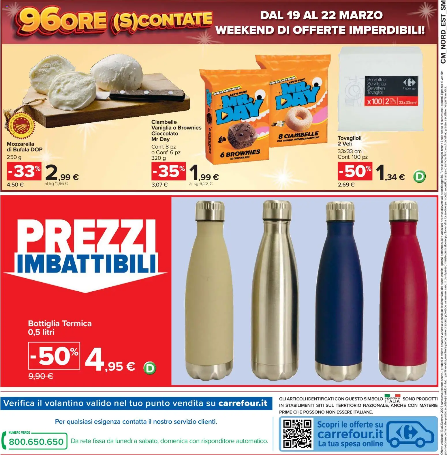 Volantino Carrefour del 13.03.2026 | Pagina: 22 | Prodotti: Ciambelle, Cioccolato, Mozzarella, Bottiglia