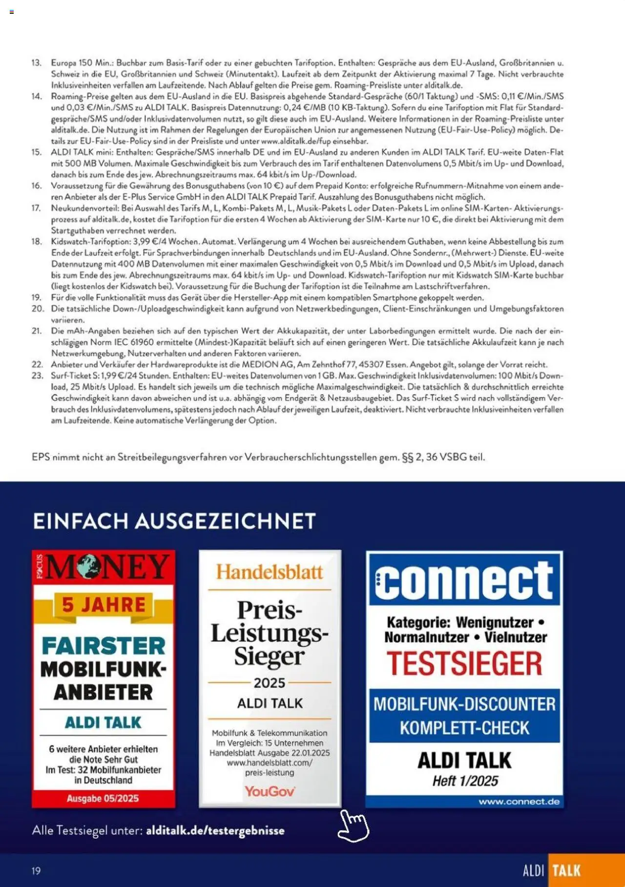 Aldi Süd - Talk - gültig ab dem 28.04.2025 | Seite: 19 | Produkte: Smartphone