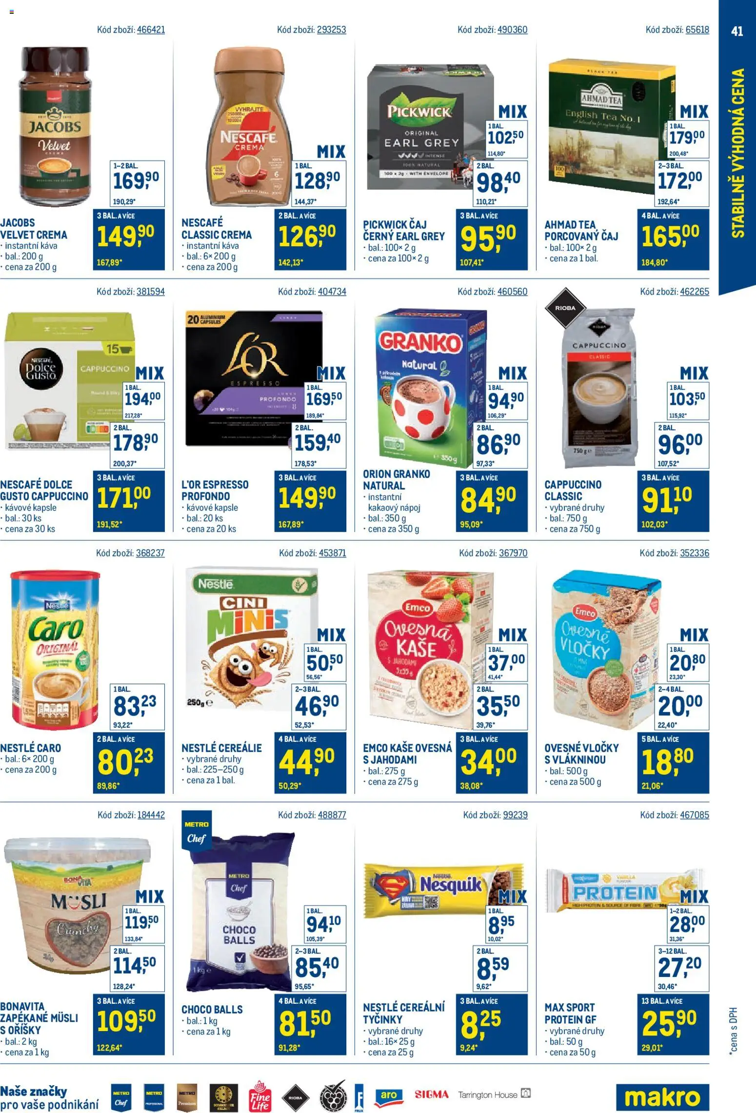 Makro leták - Stabilně výhodná cena od 28.01.2026 | Strana: 41 | Produkty: Instantní káva, Vločky, Cappuccino, Protein