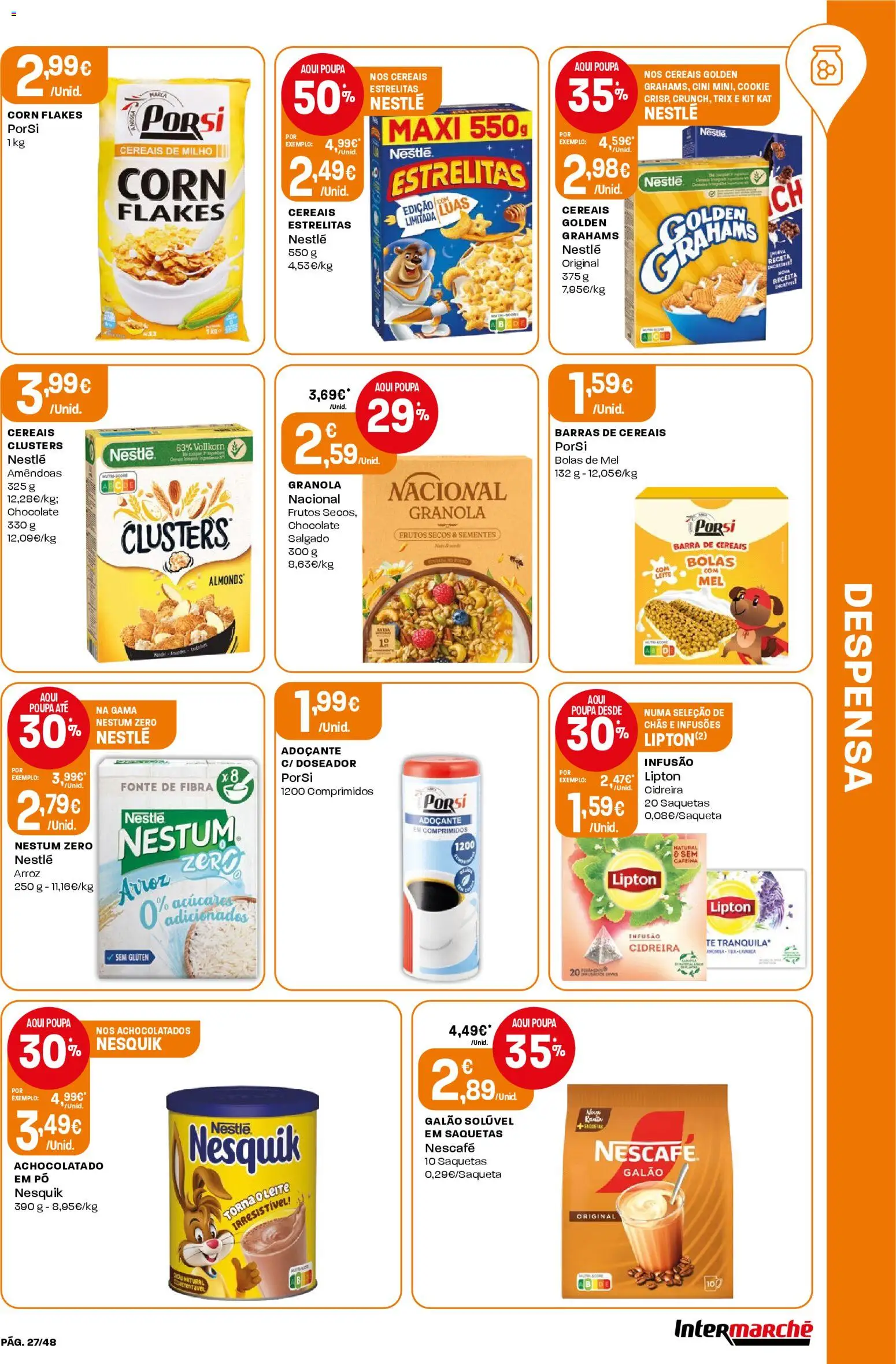 Intermarché folheto │ válido de 12.03.2026 | Página: 27 | Produtos: Aveia, Chás, Arroz, Milho