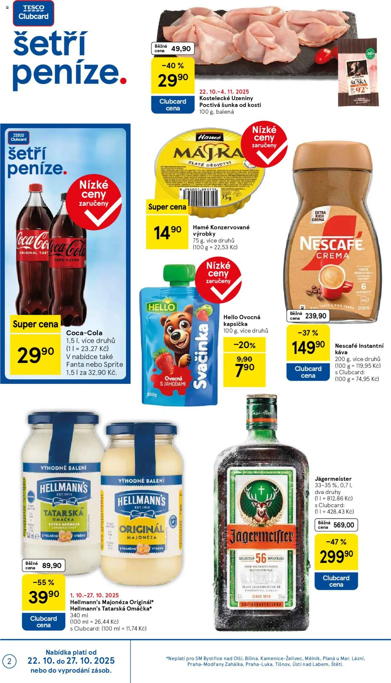 Tesco leták - Supermarket od 22.10.2025 | Strana: 2 | Produkty: Káva, Instantní káva, Fanta, Majonéza