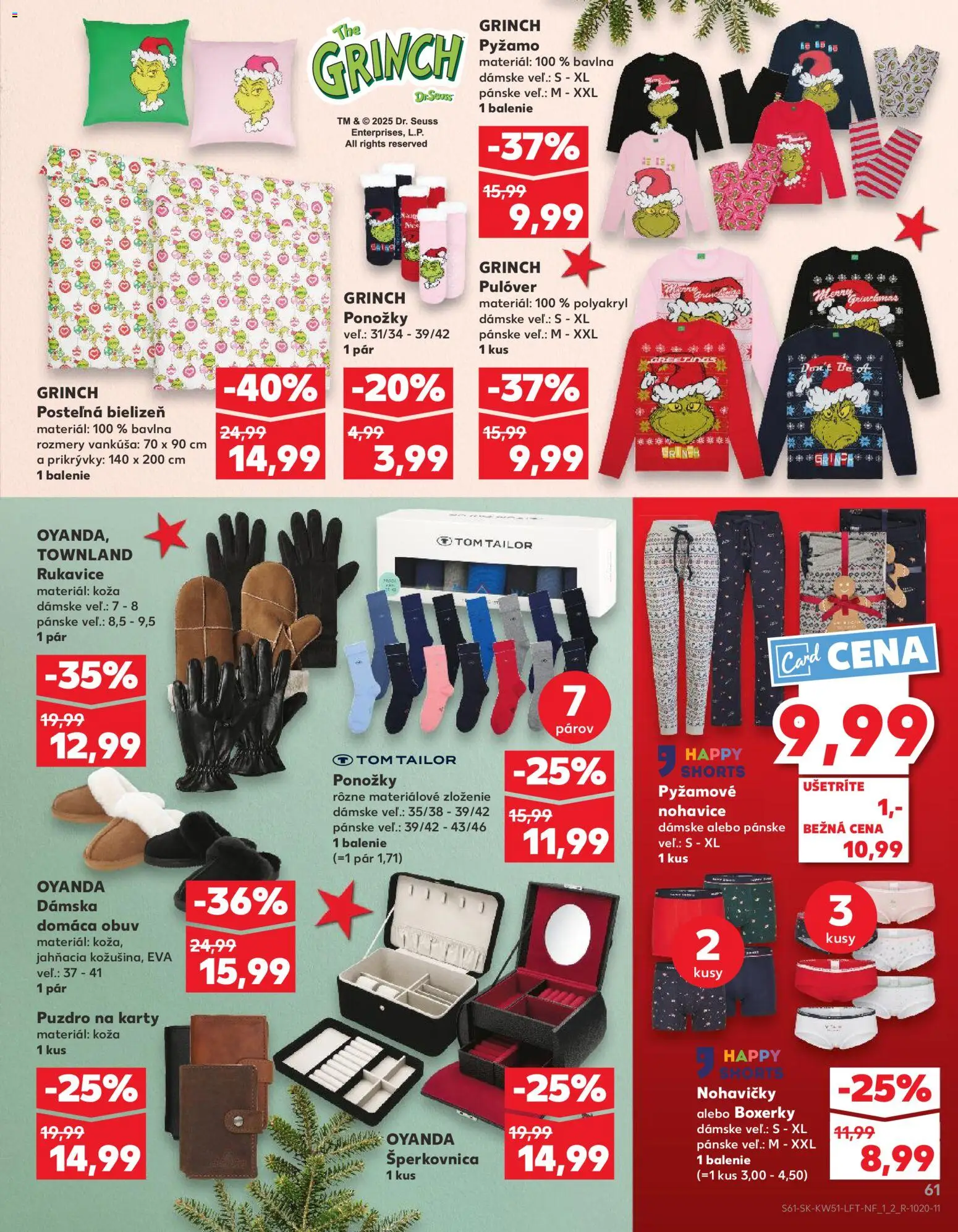 Nové Kaufland akcie – leták je platný od 18.12.2025 | Strana: 61 | Produkty: Nohavičky, Pyžamo, Boxerky, Rukavice